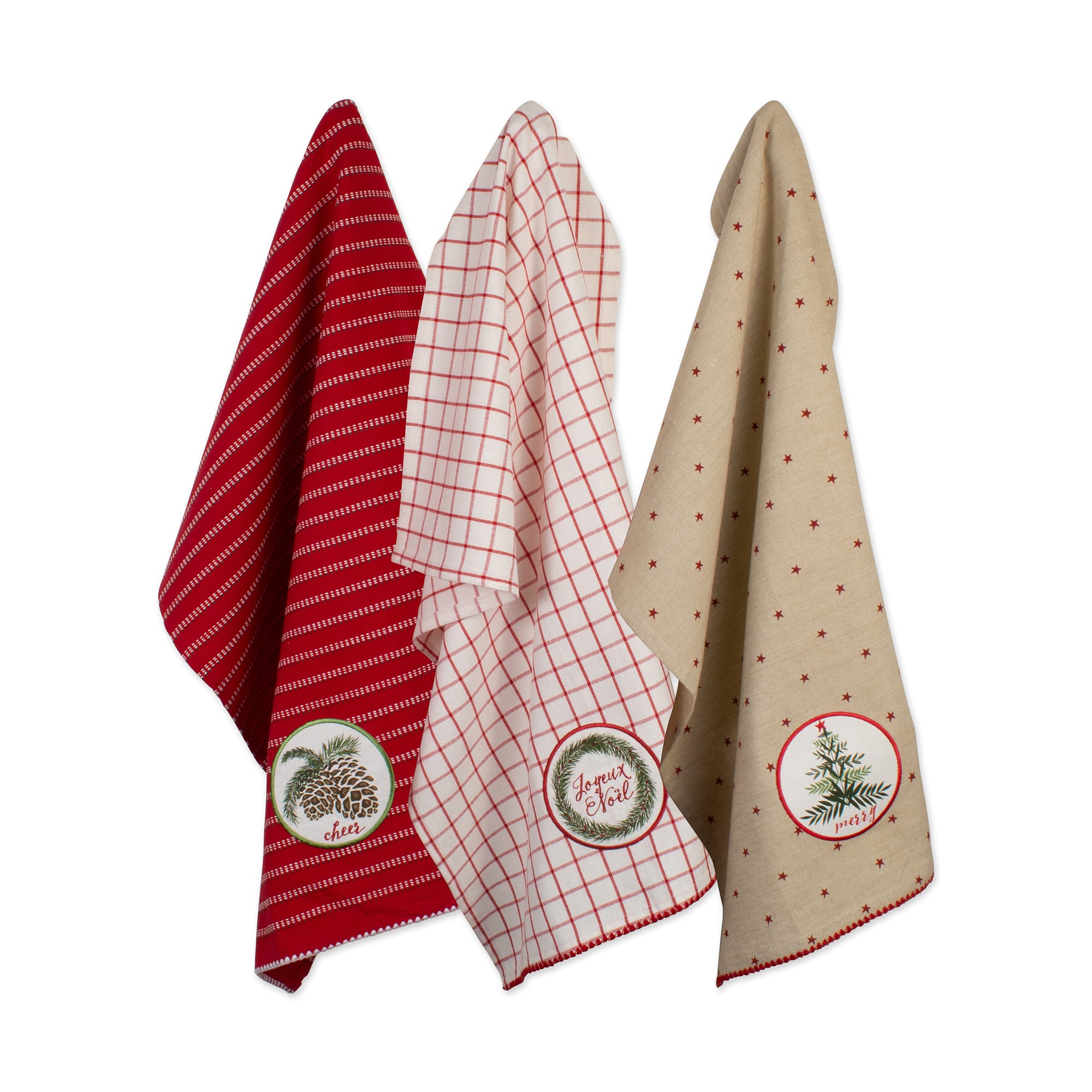 DII® Assorted Noel Embellished Dishtowel Set