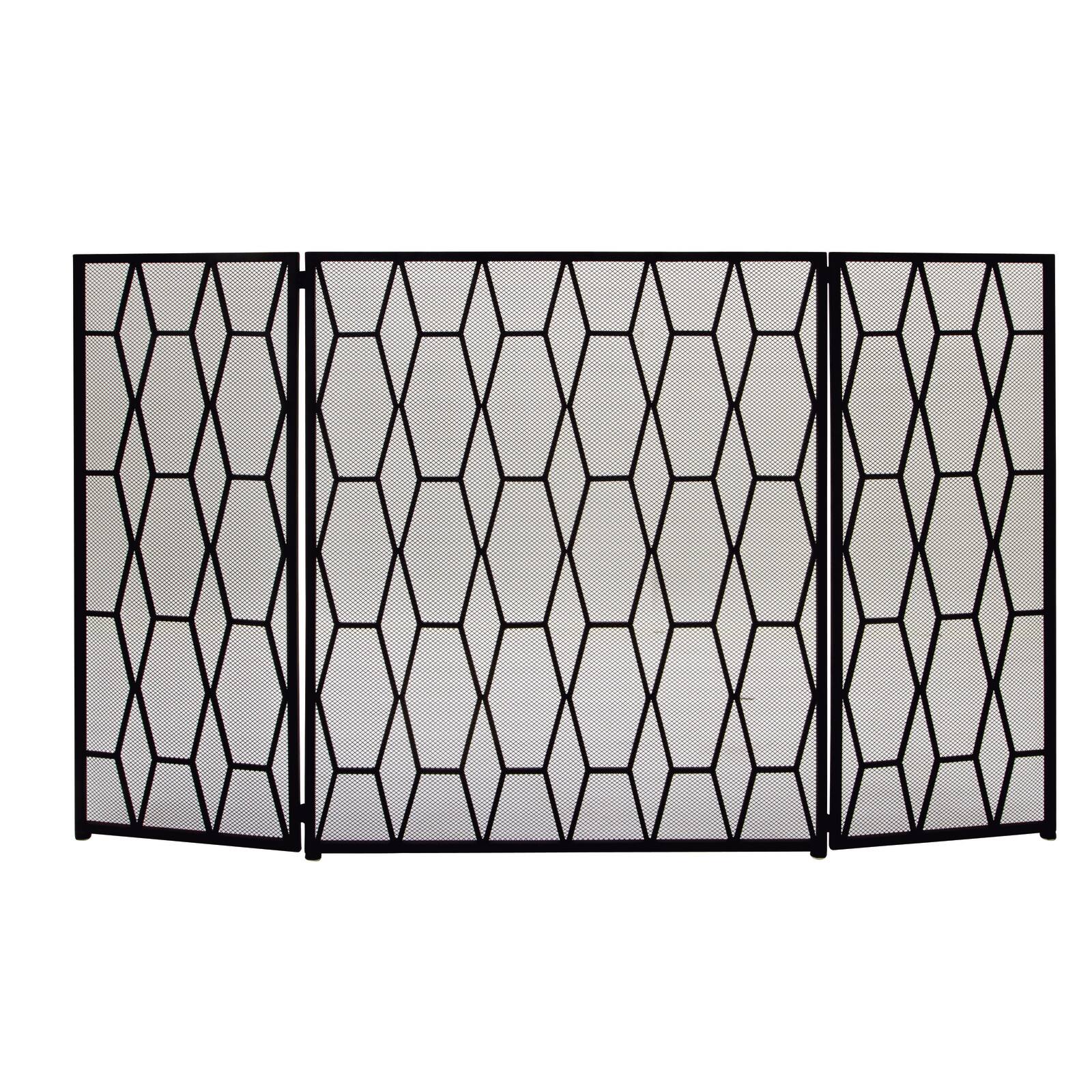 Black Metal Contemporary Fireplace Screen, 31" x 51" x 1"