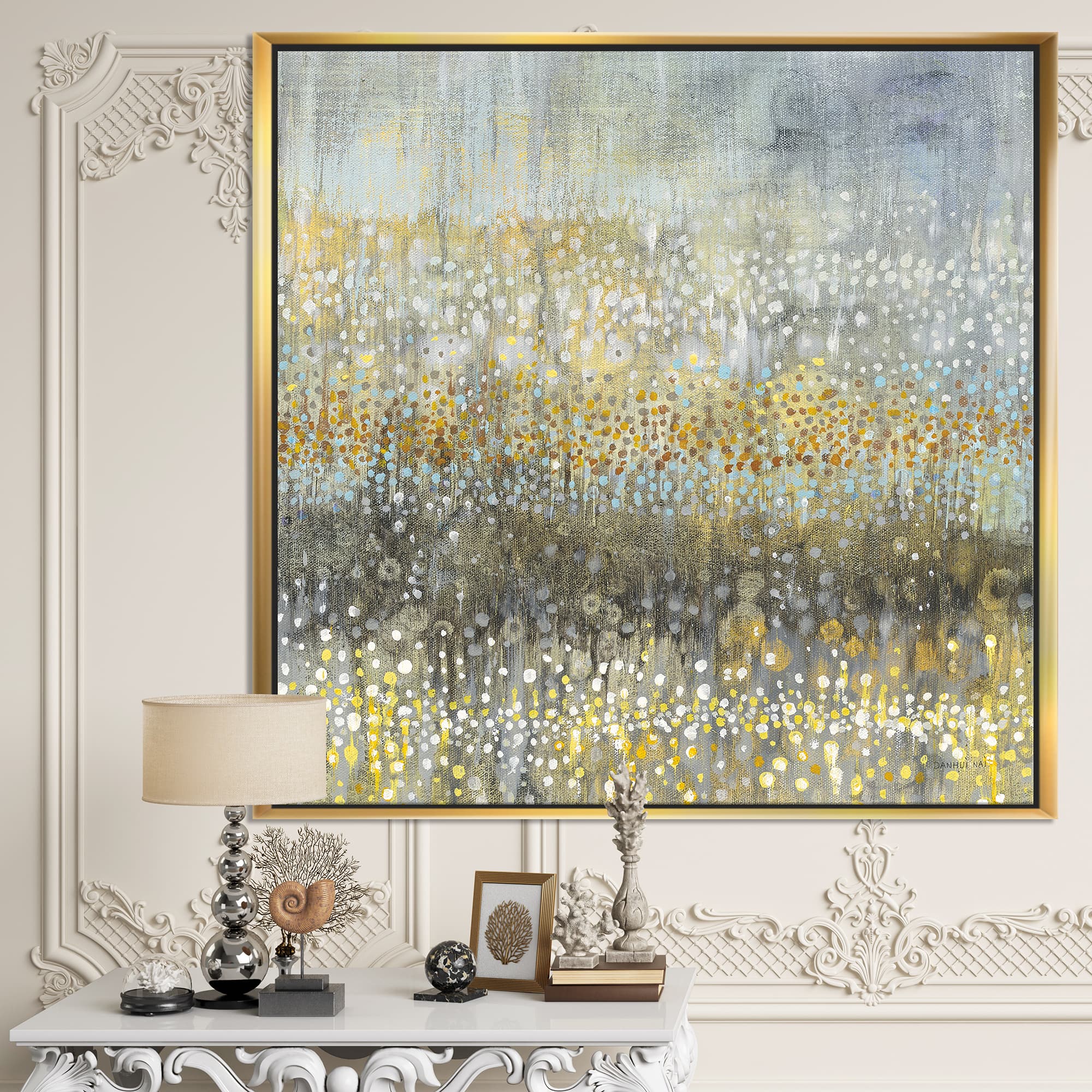 Designart - Glam Rain Abstract IV - Modern & Contemporary Framed Canvas