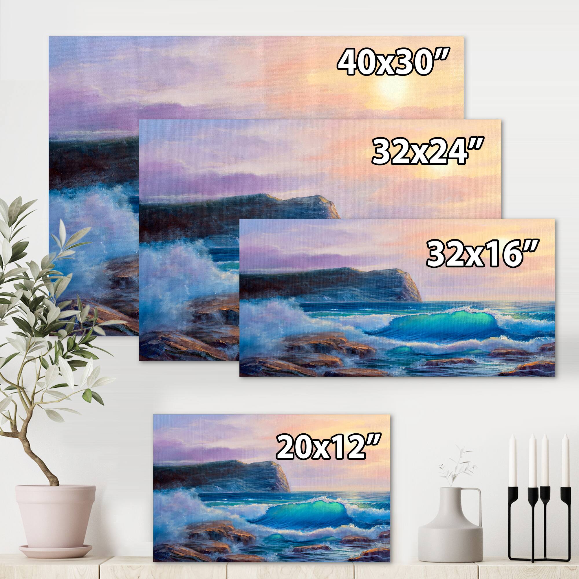 Designart - Blue Waves Breaking At The Beach III