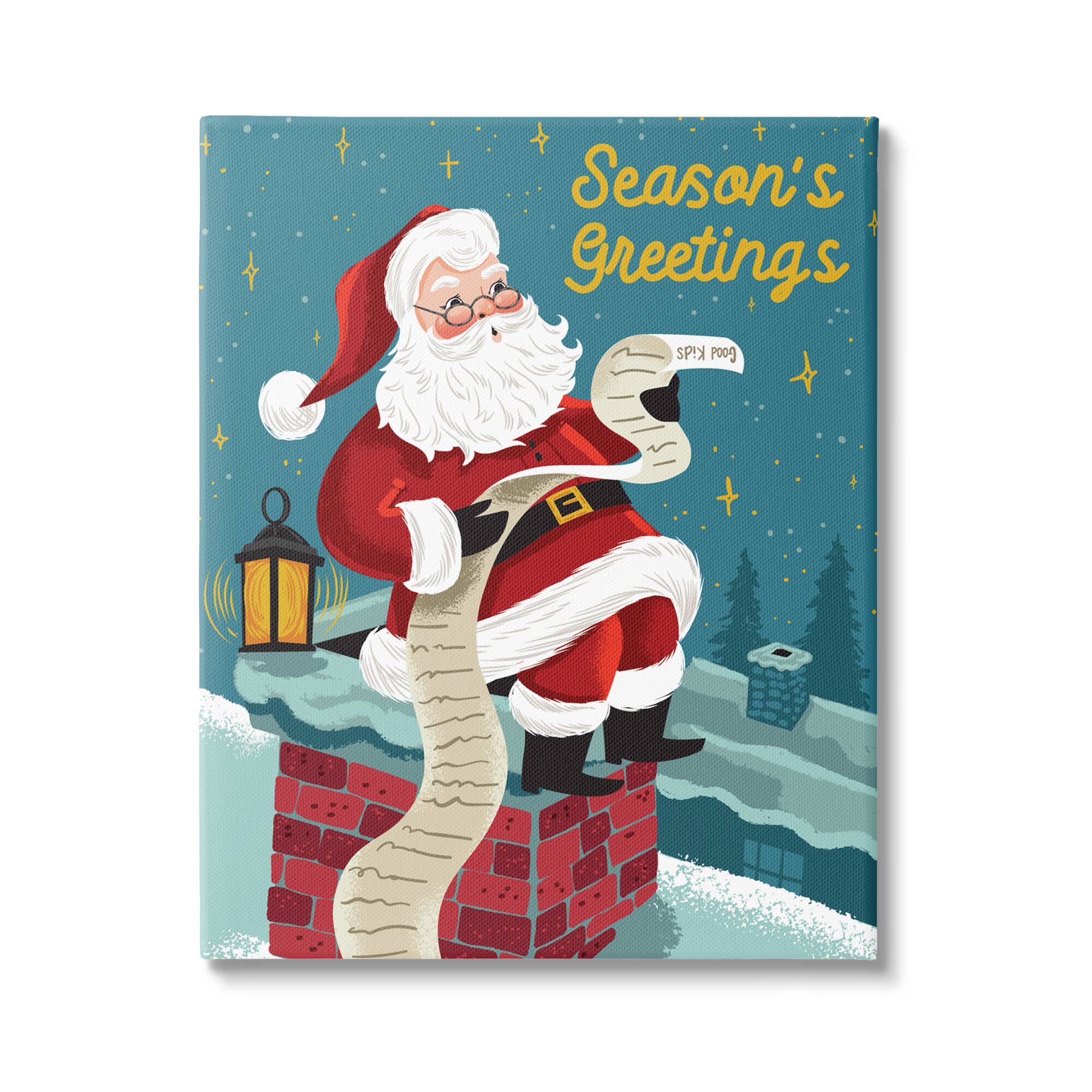 Stupell Industries Season's Greetings Santa's List Chimney Canvas Wall Art