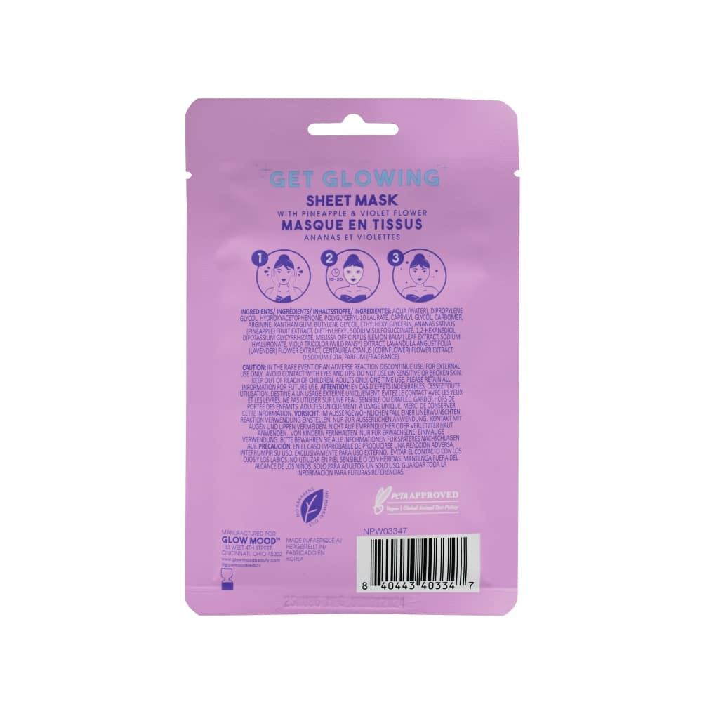 Glow Mood™ Moisturizing with Pineapple and Violet Flower Sheet Mask