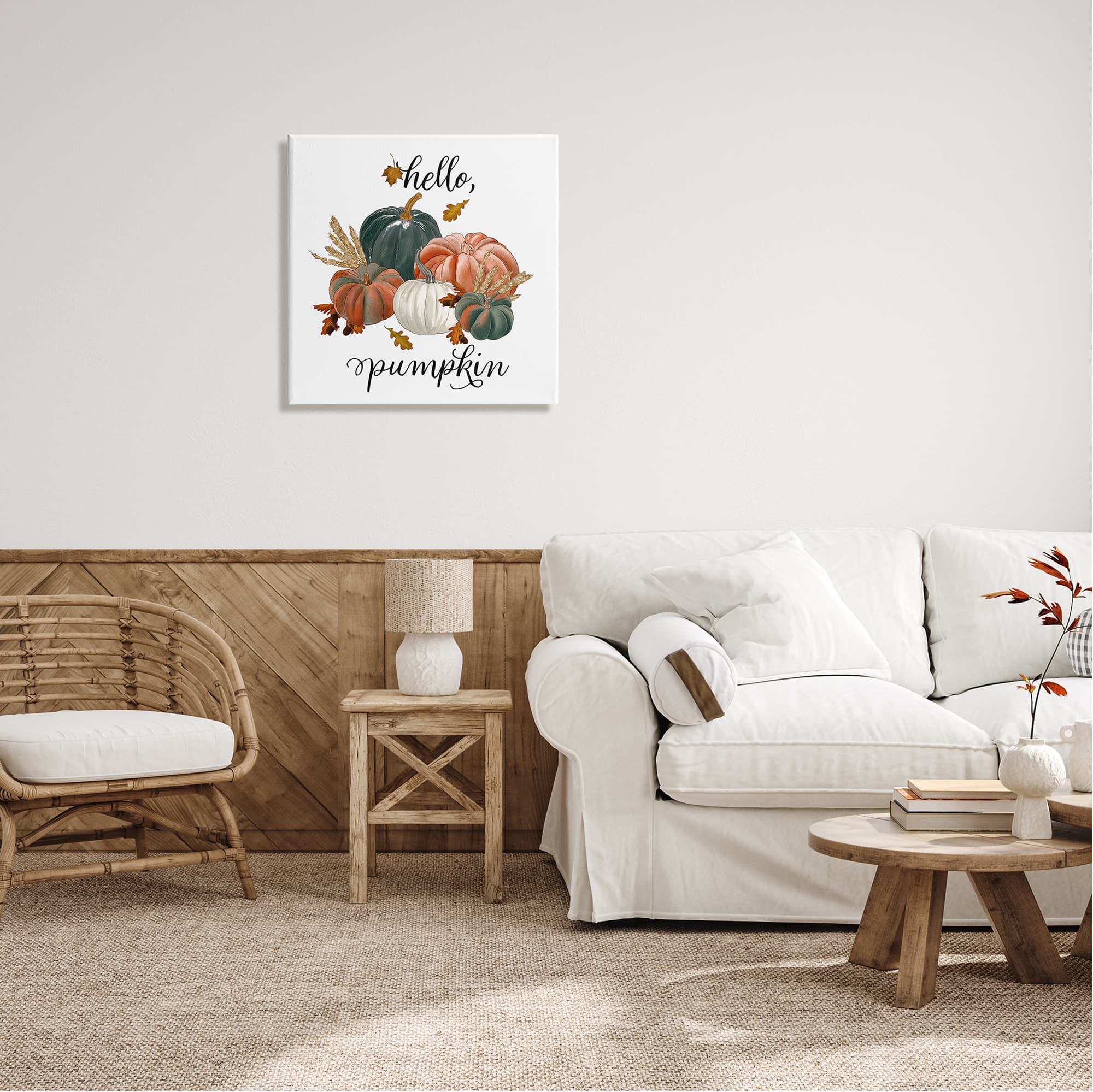 Stupell Industries Hello Pumpkin Fall Harvest Canvas Wall Art