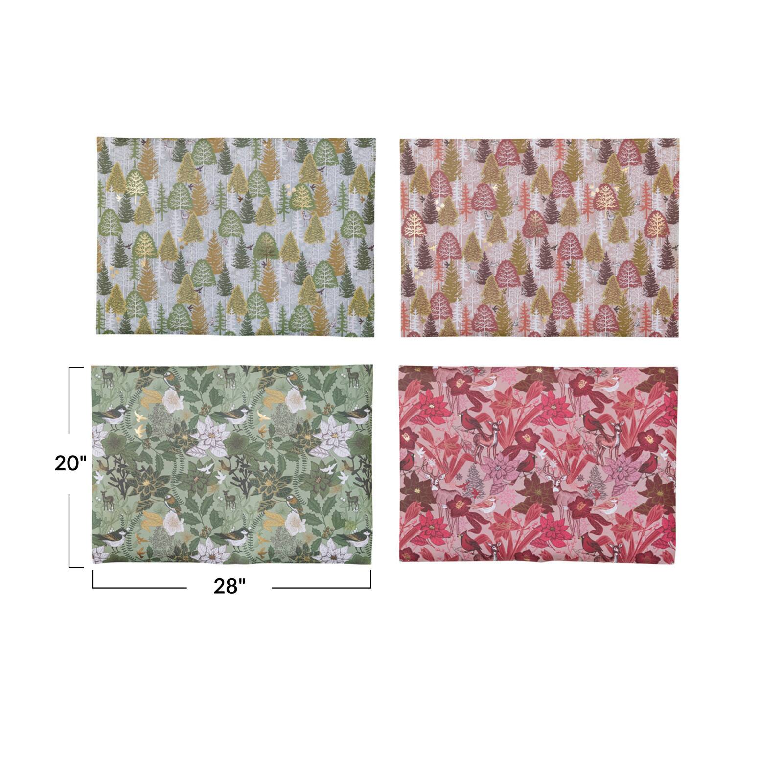 Hello Honey® 28" Wrapping Paper Sheets with Flora & Fauna Patterns, 12ct.