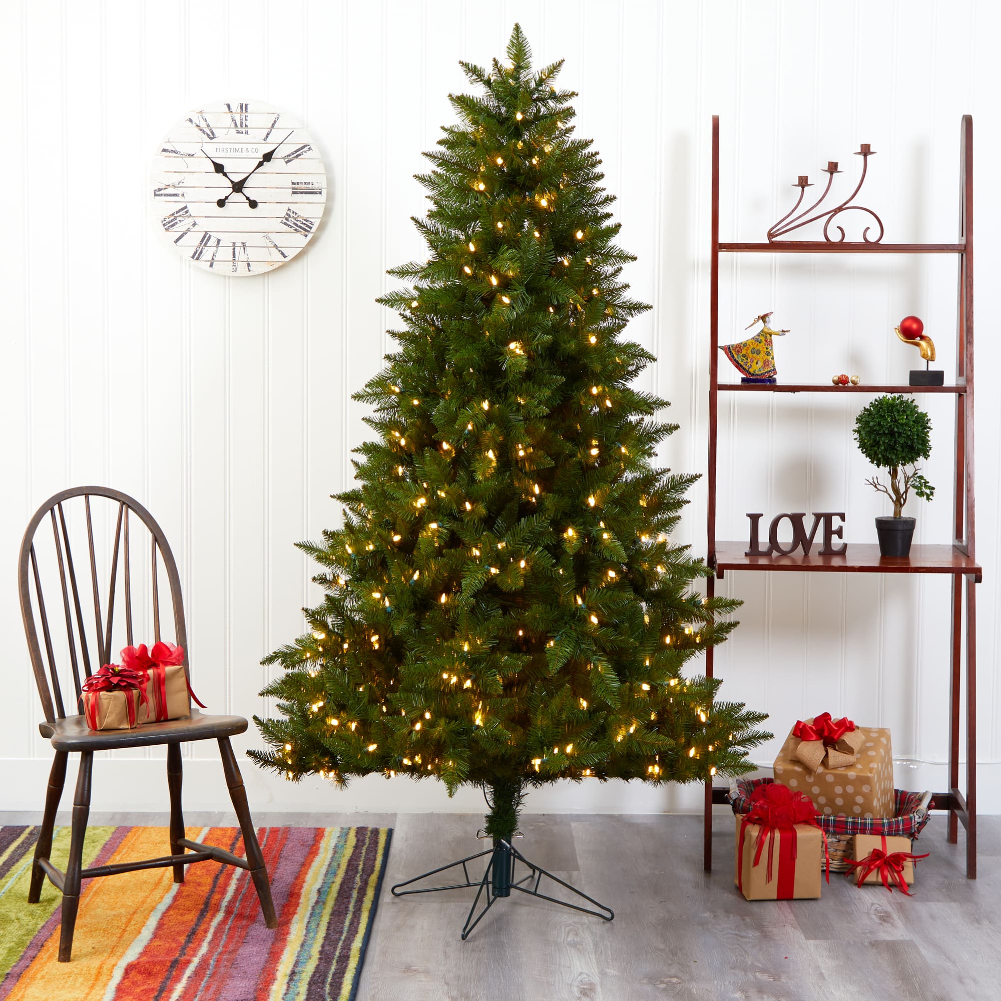 6.5ft. Pre-Lit Vermont Spruce Artificial Christmas Tree, Warm White LED Lights