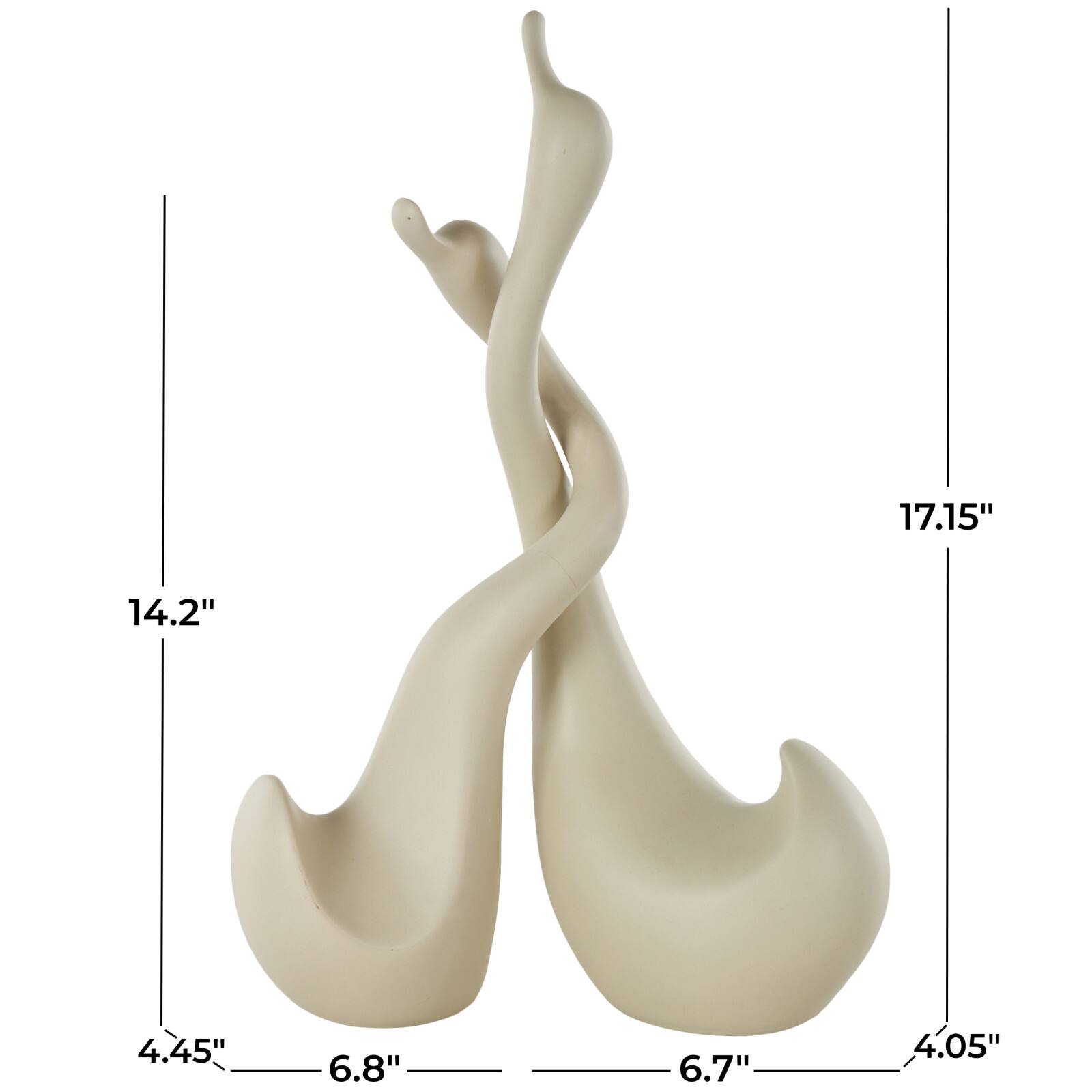 Beige Ceramic Swan Intertwined Decorative Sculpture Set