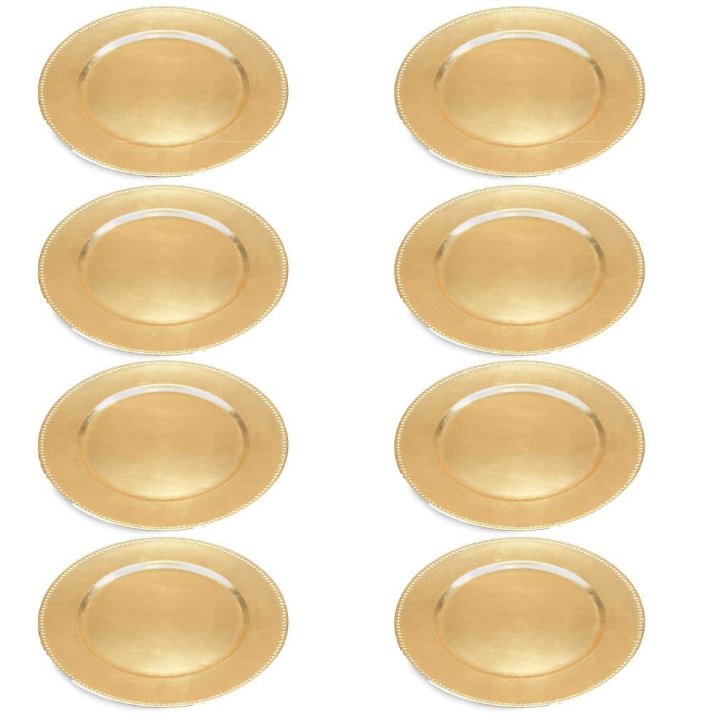 13" Gold Melamine Plastic Chargers, 8ct.