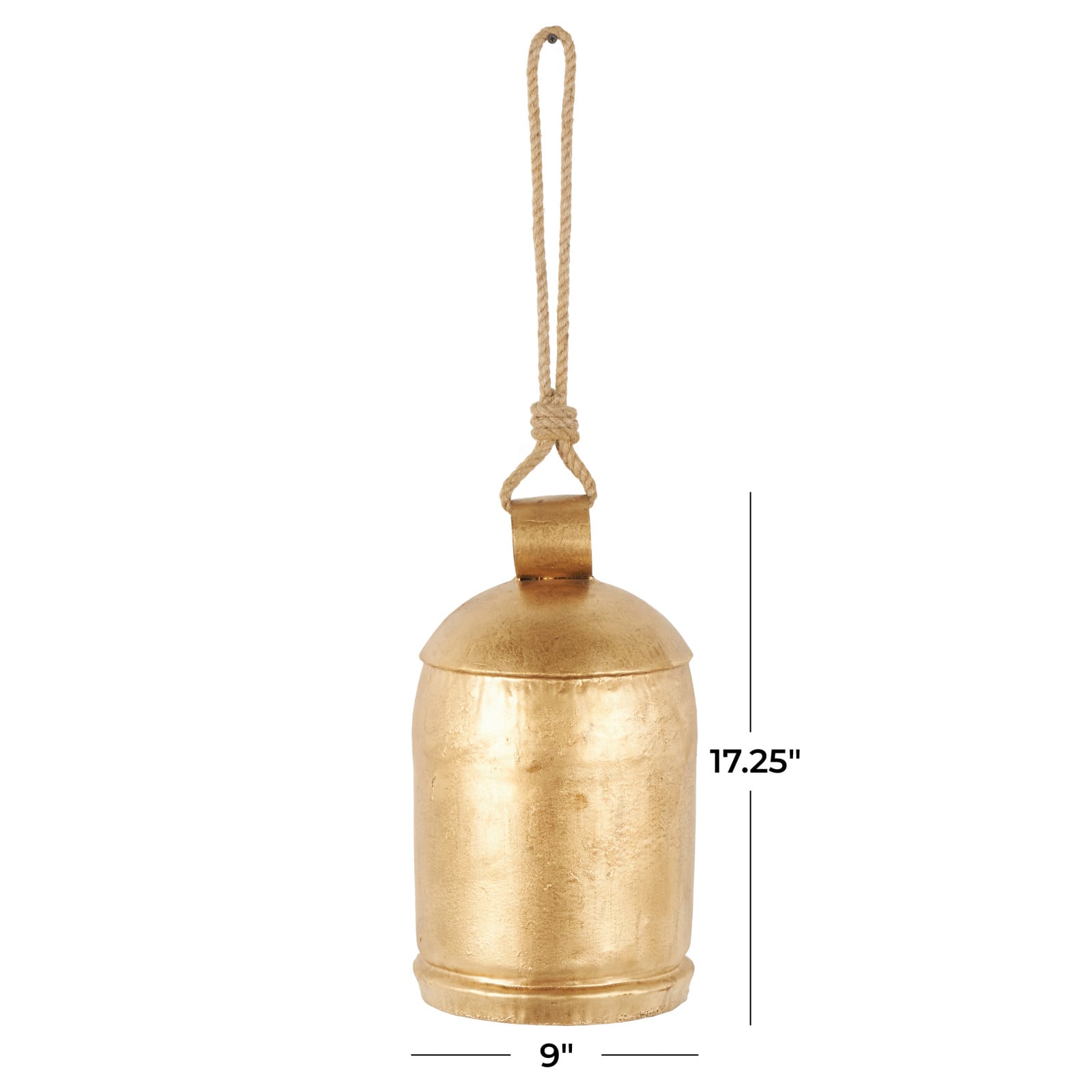 Gold Metal Decorative Bell with Jute Hanging Rope