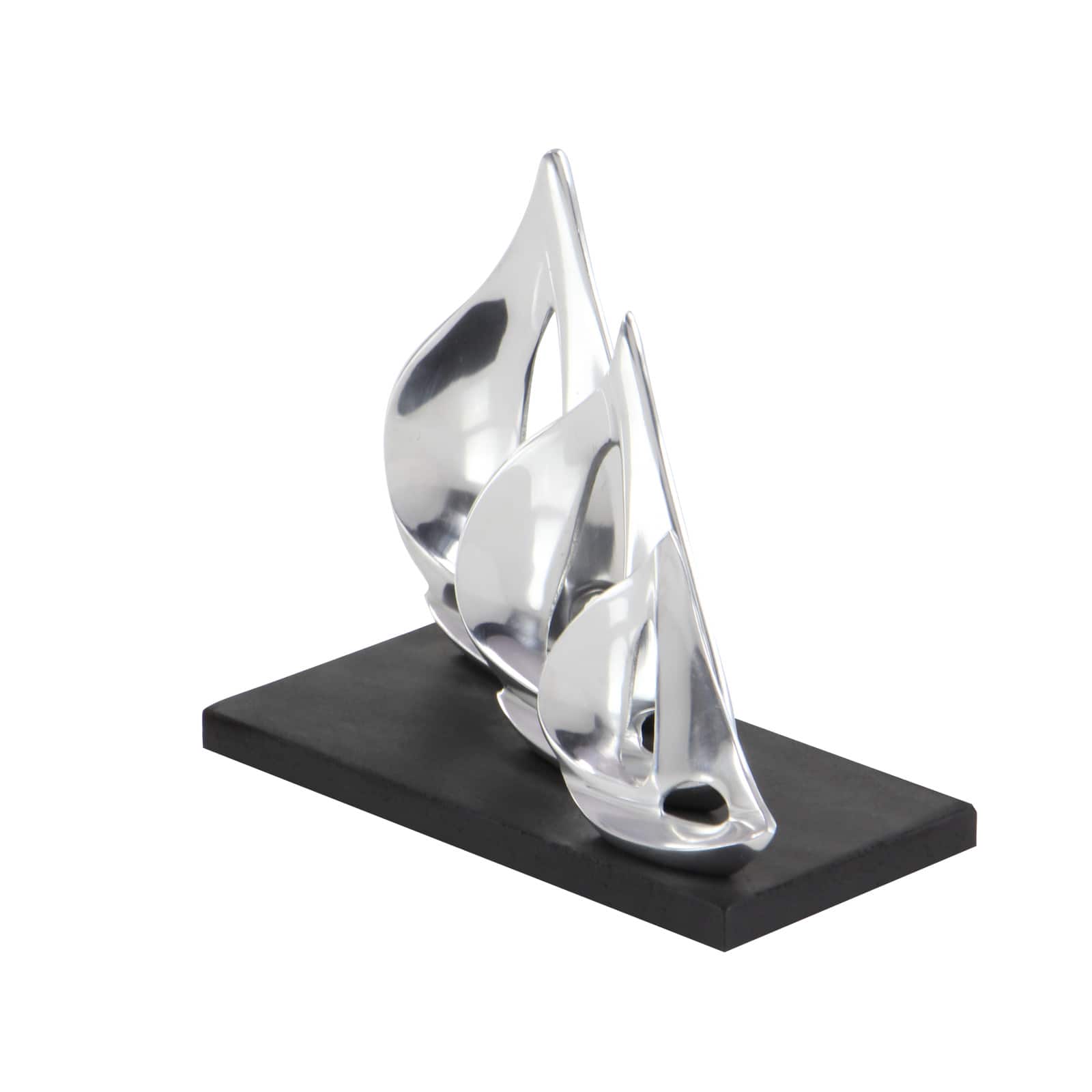 11" Silver Sail Boat Coastal Sculpture