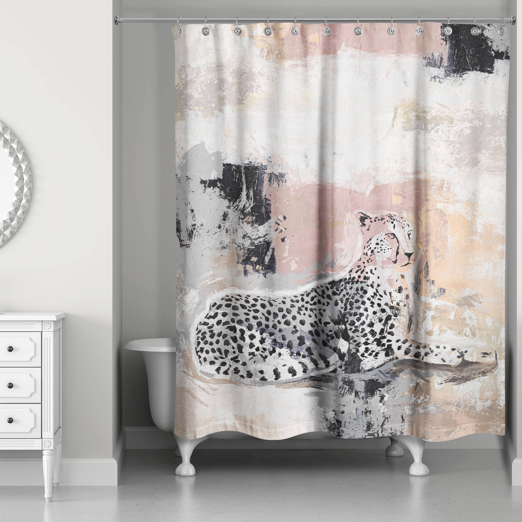 Jungle Cat Abstract I 71" x 74" Shower Curtain