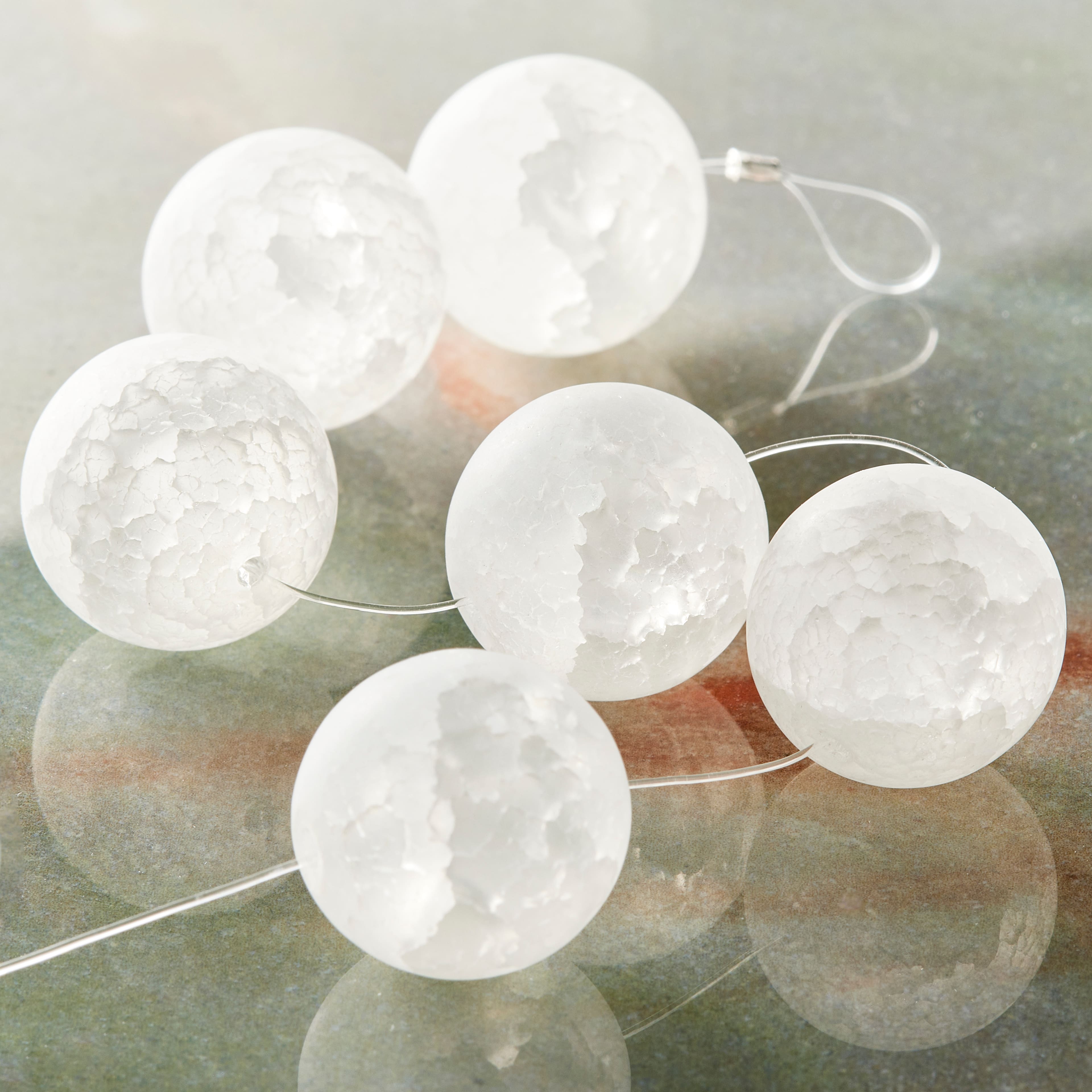 12 Pack: White Crackled Quartz Round Beads, 20mm by Bead Landing™