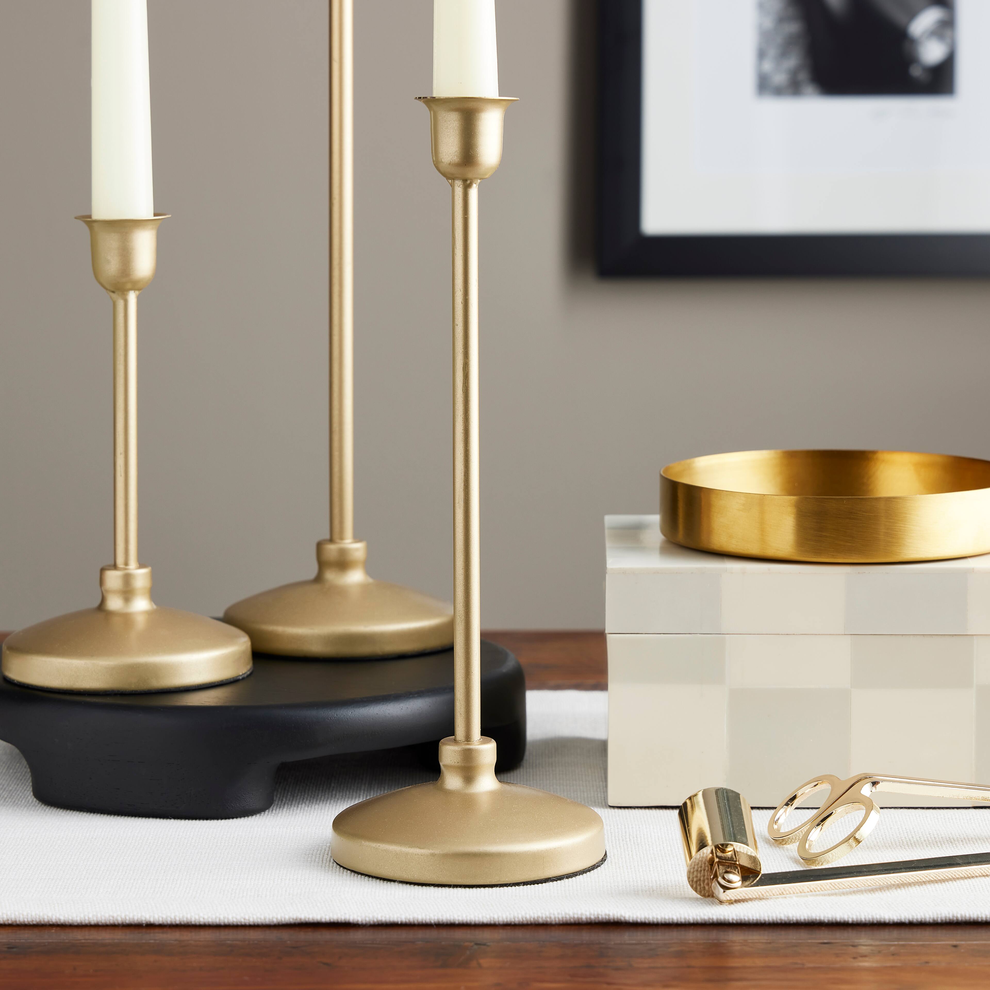 12 Pack: 9.4" Gold Metal Candle Holder by Ashland®