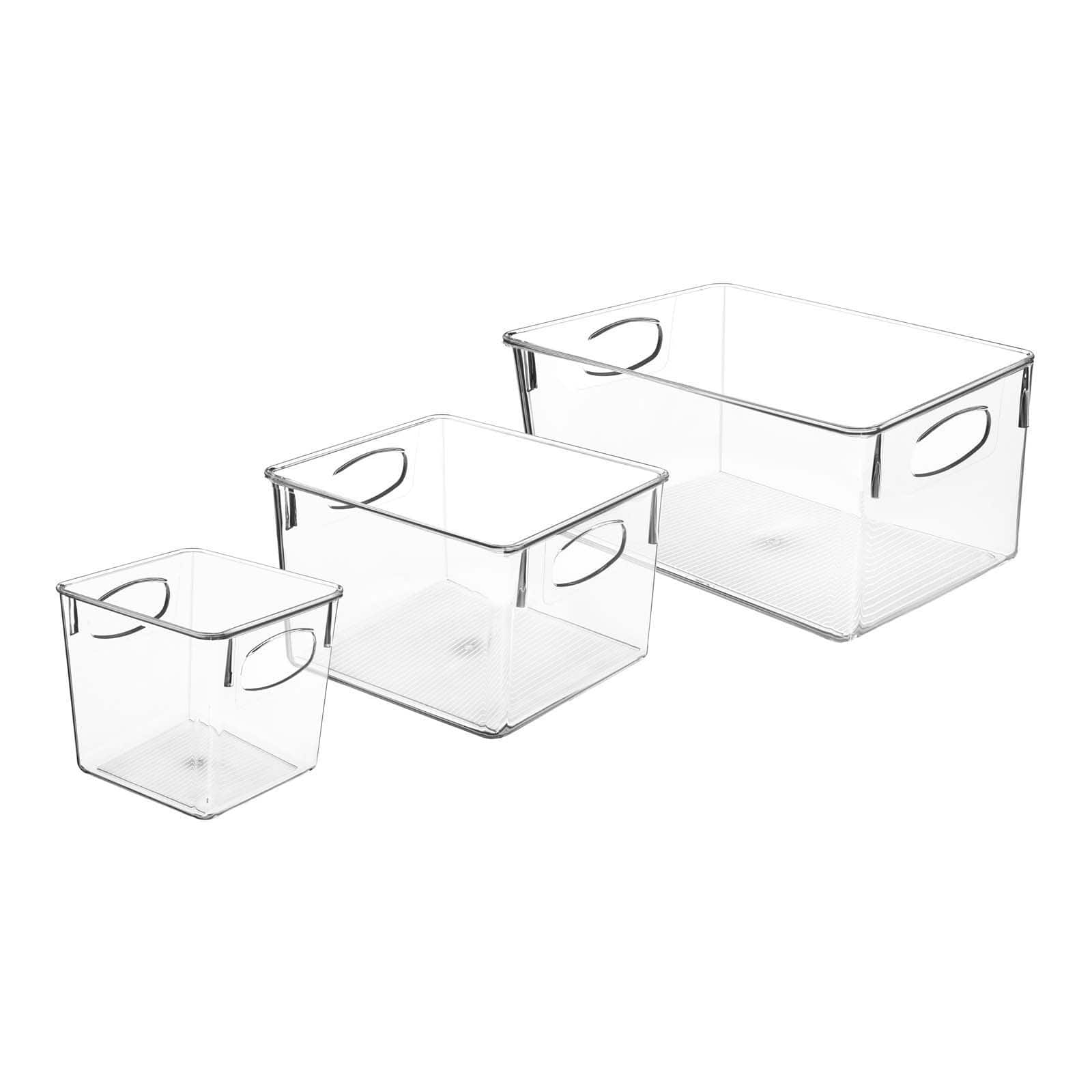 Sorbus Small, Medium & Large Clear 3 Bin Set