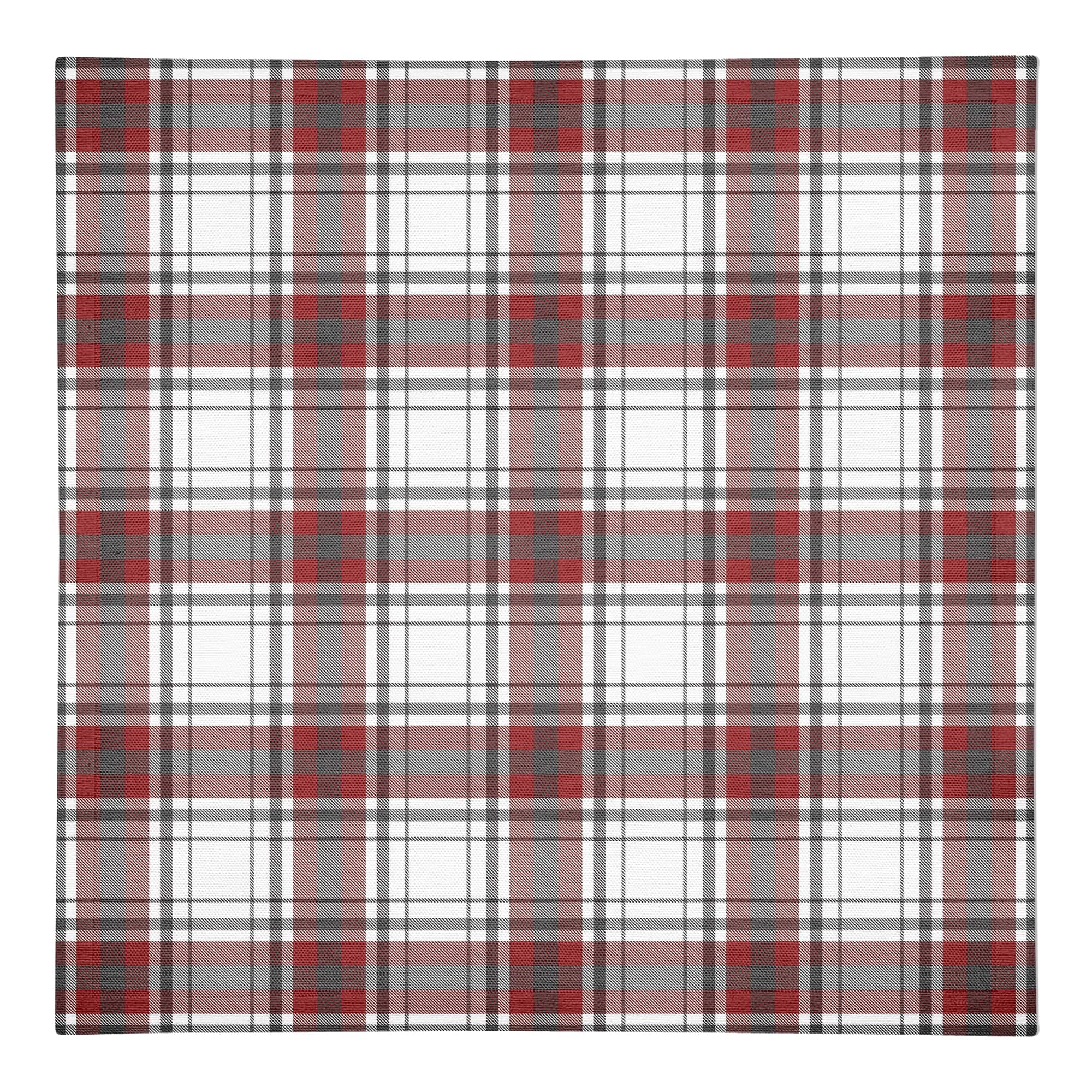 Red Gray Plaid 10x10 Cotton Twill Napkin