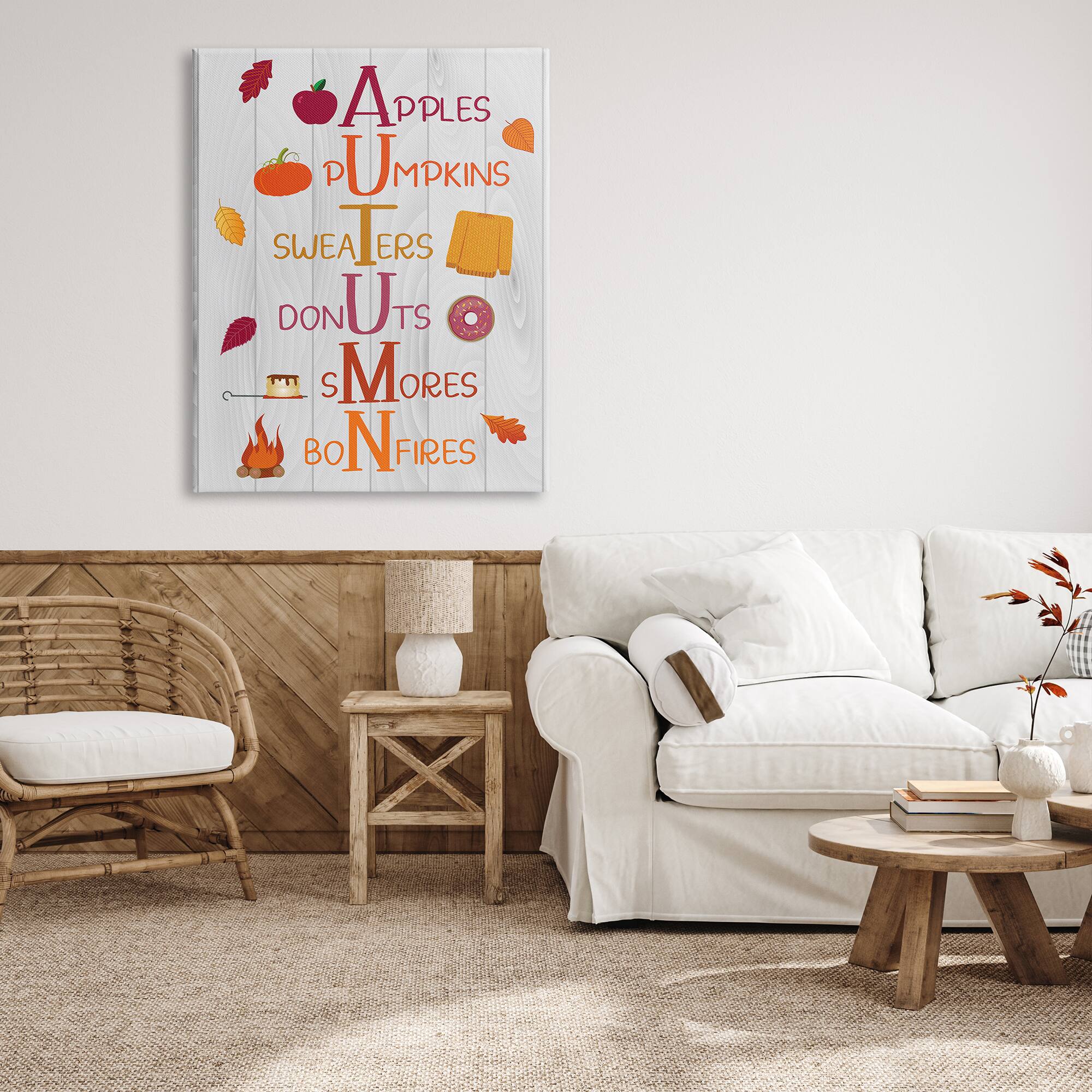 Stupell Industries Autumn Letters Seasonal Words Canvas Wall Art