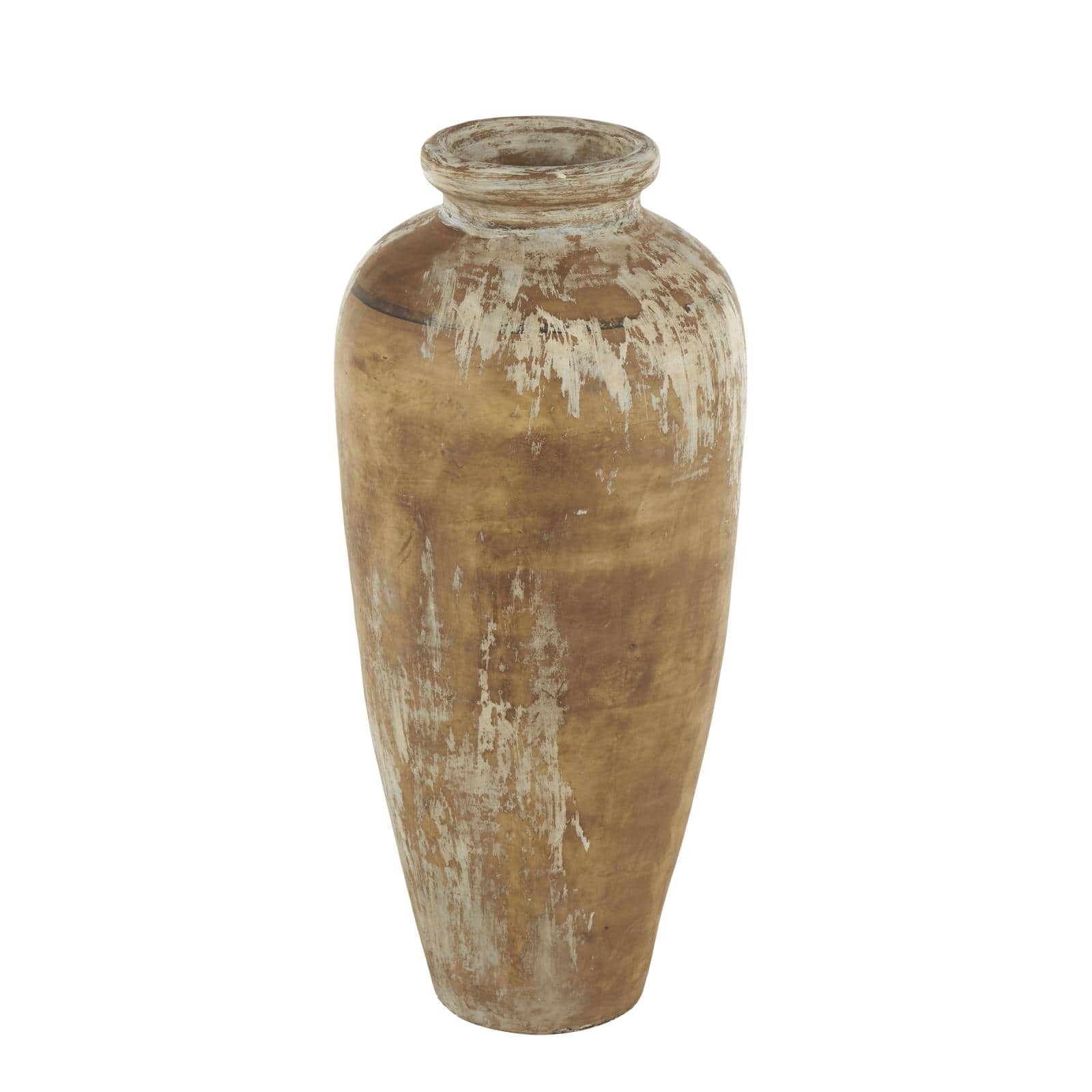 Brown Ceramic Antique Style Distressed Patina Vase