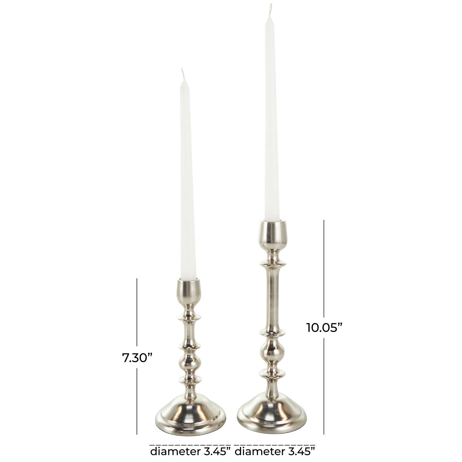 Silver Metal Candle Holder Set