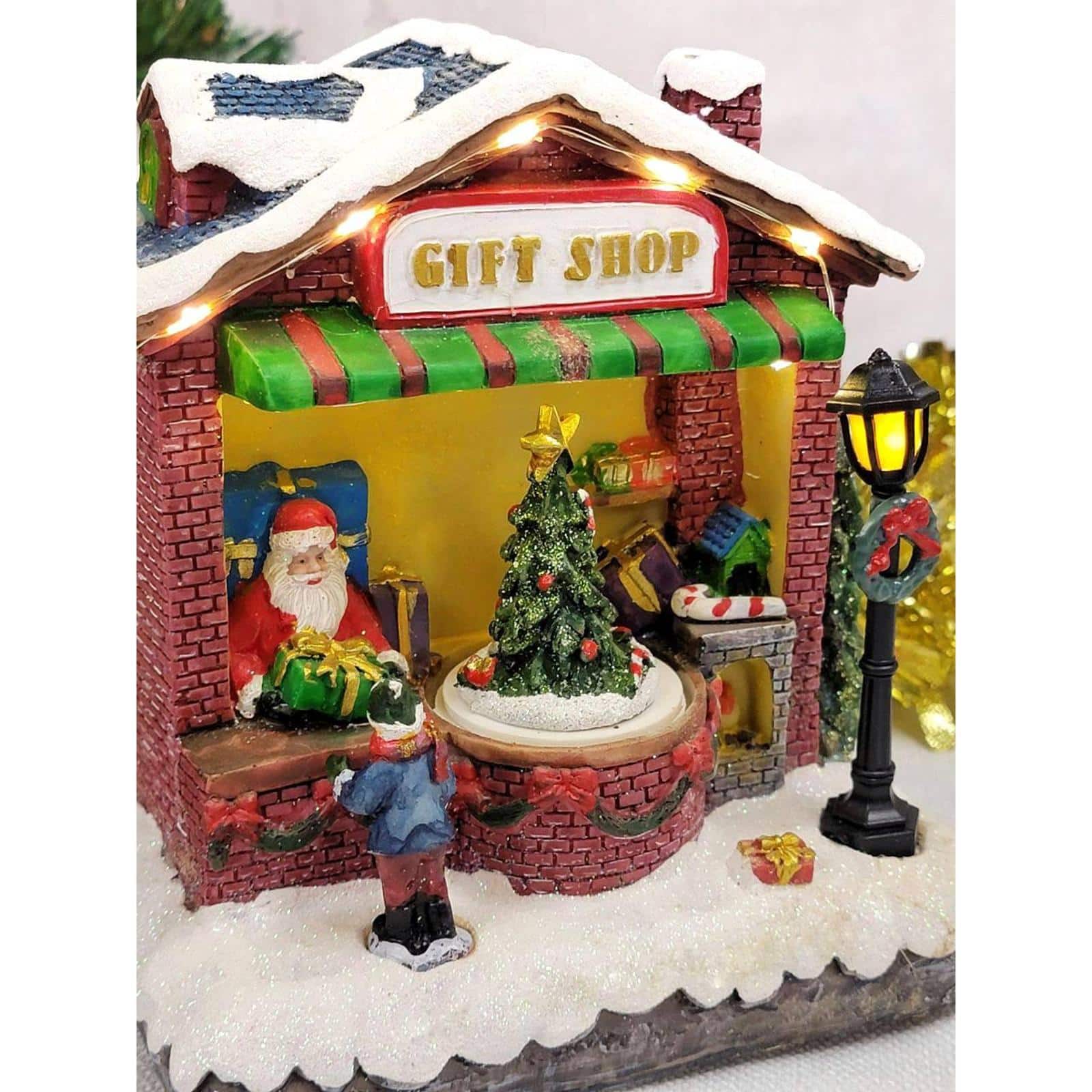 Wizardi 12" Christmas Village Gift Shop with Christmas Tree