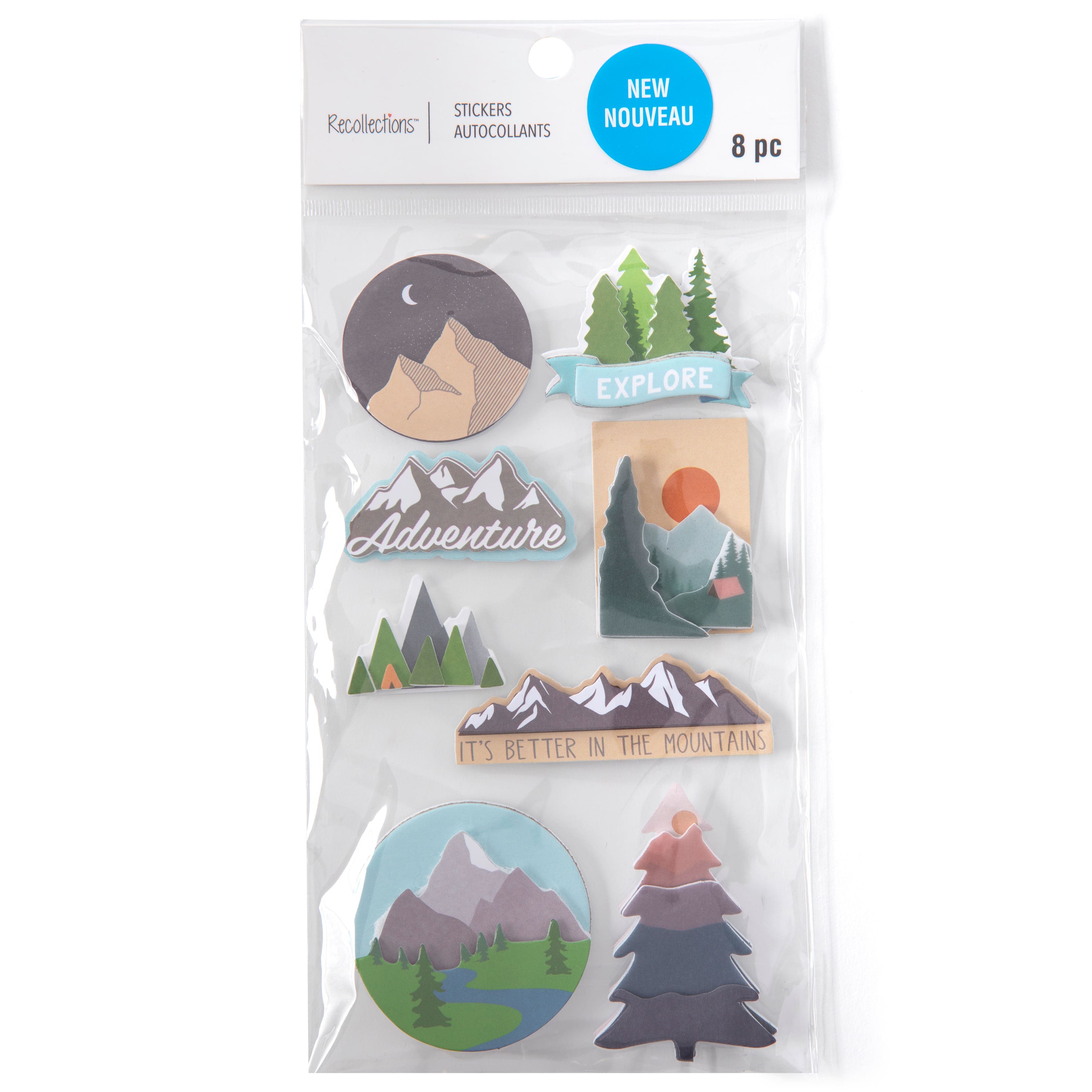 12 Pack: Mountains Dimensional Stickers by Recollections™