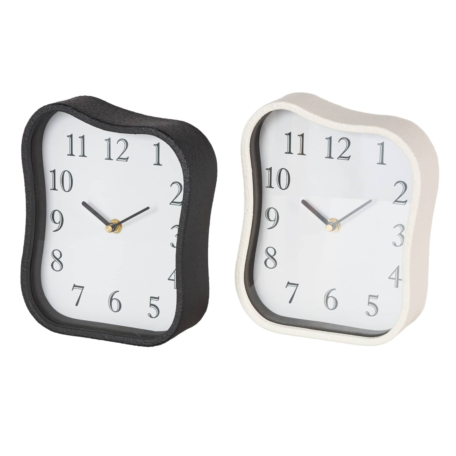 Black & White Metal Textured Decorative Clock Set