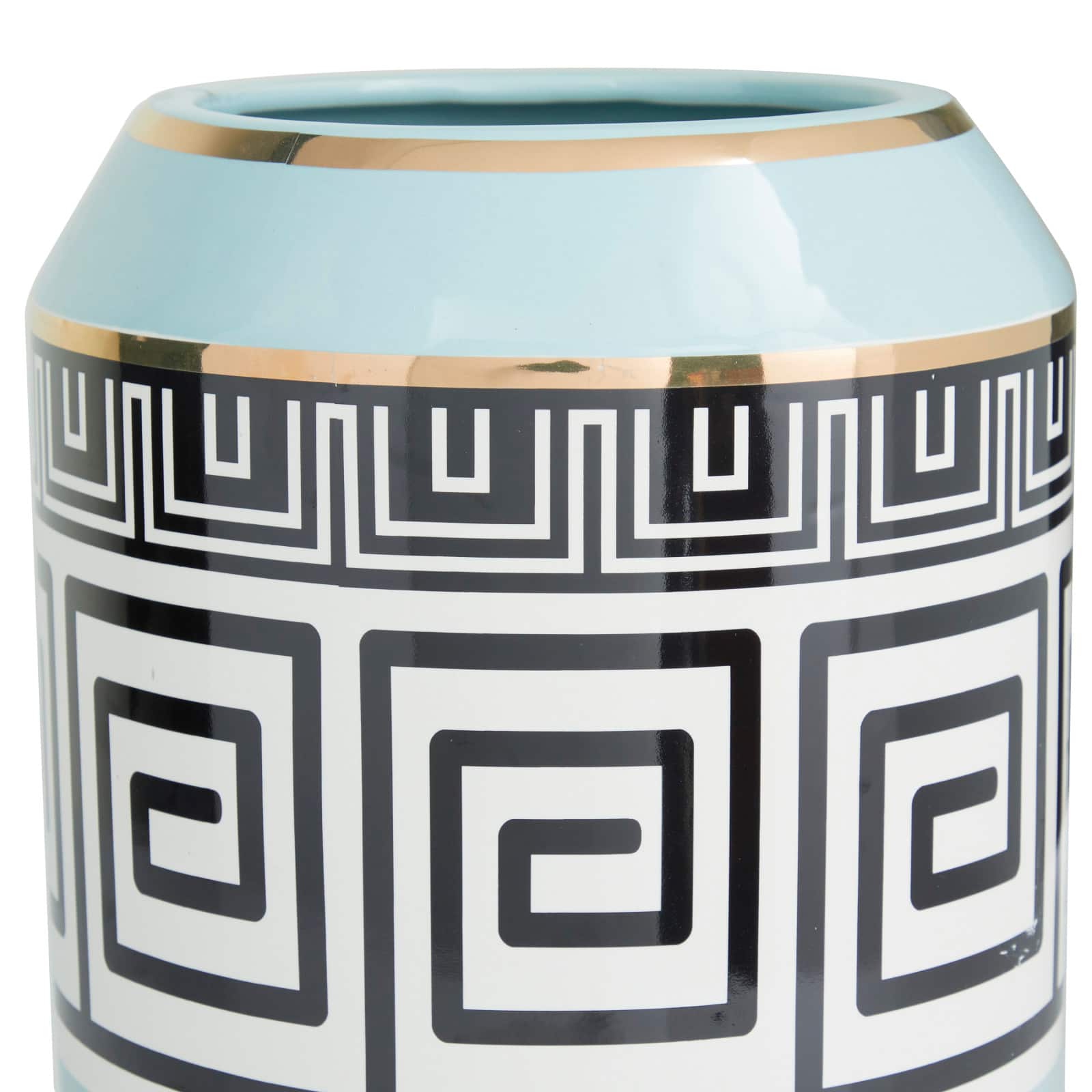 Teal Stoneware Modern Vase, 11" x 8" x 8"