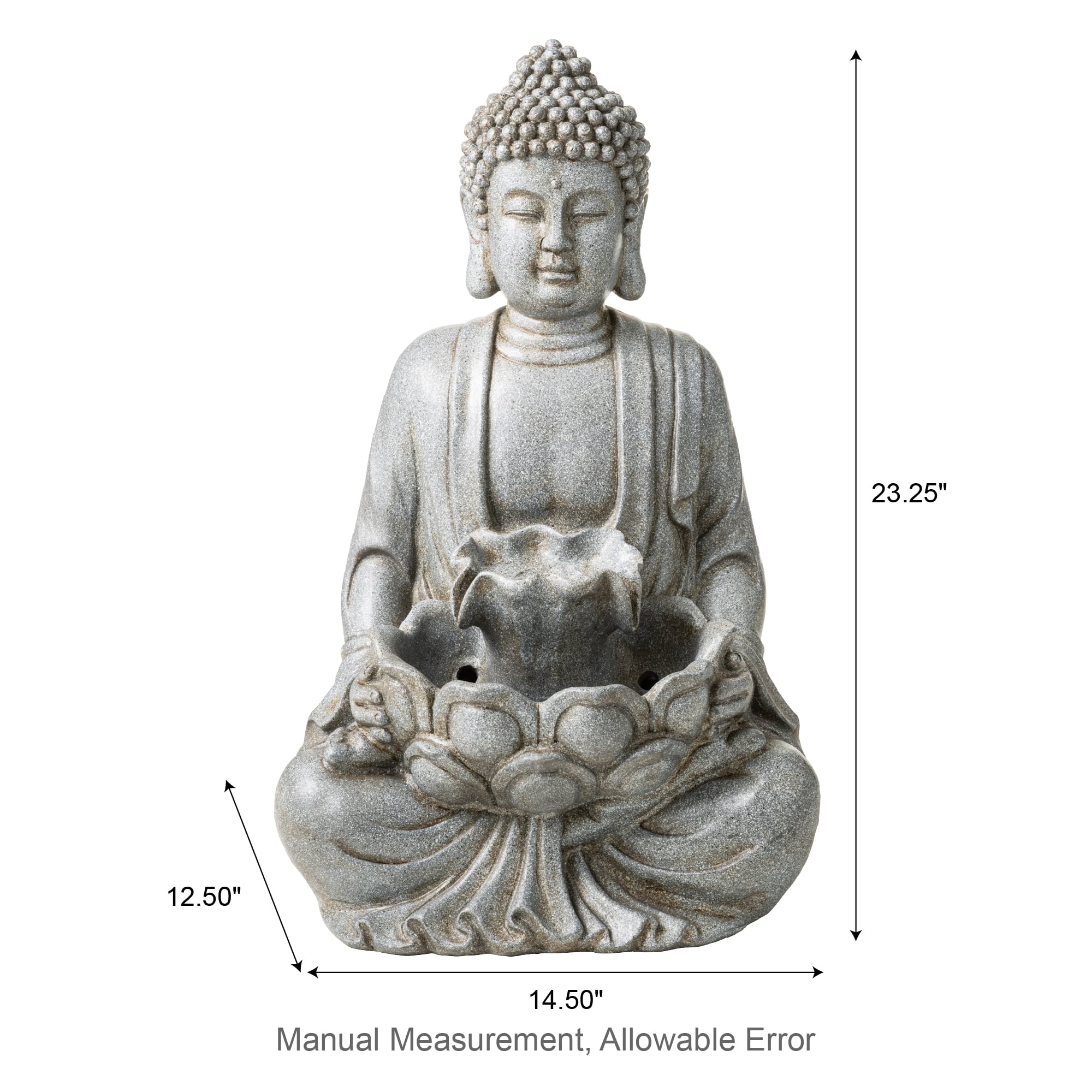 Glitzhome® Zen-Style LED Meditating Buddha Outdoor Fountain