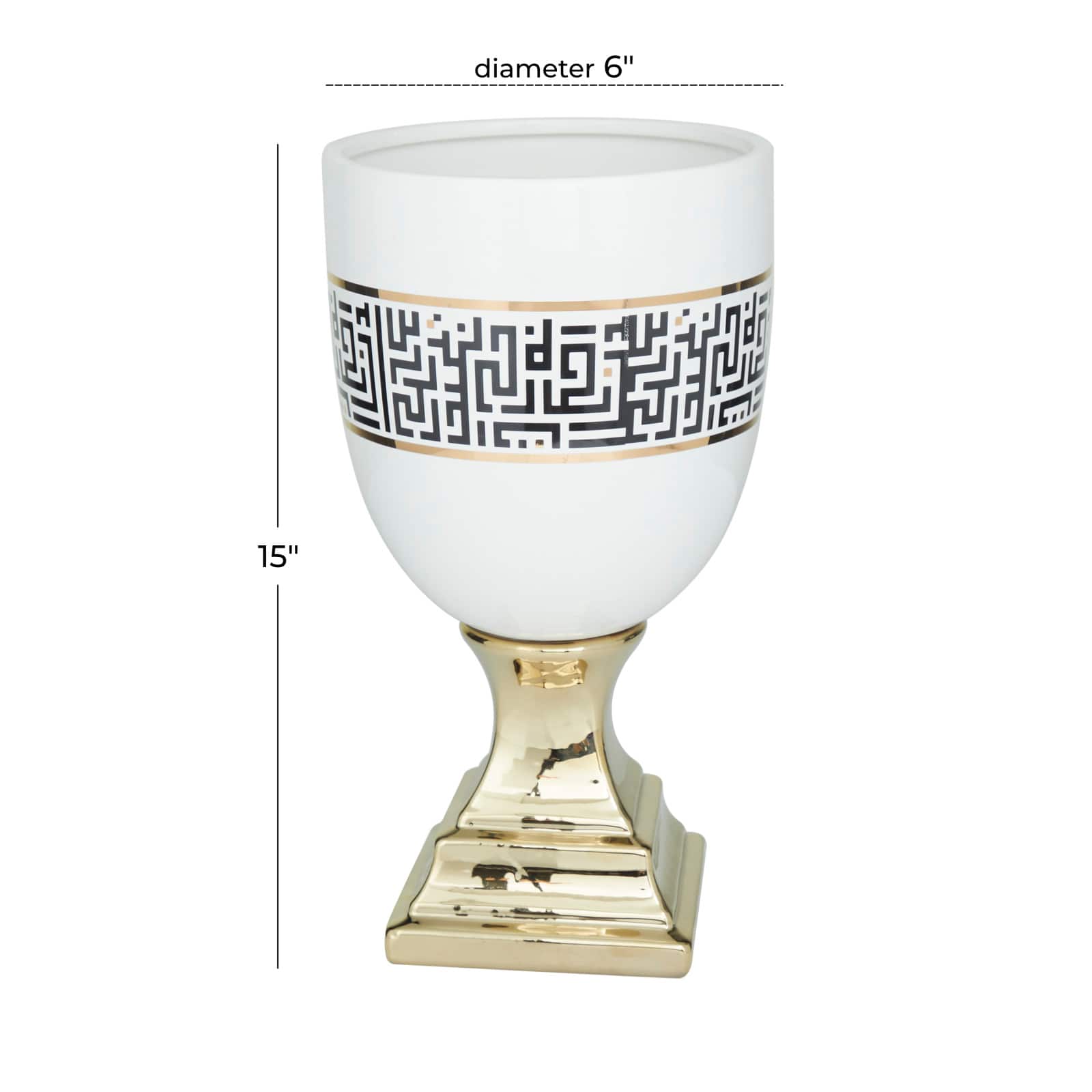 Gold Dolomite Glam Vase, 15" x 8" x 8"