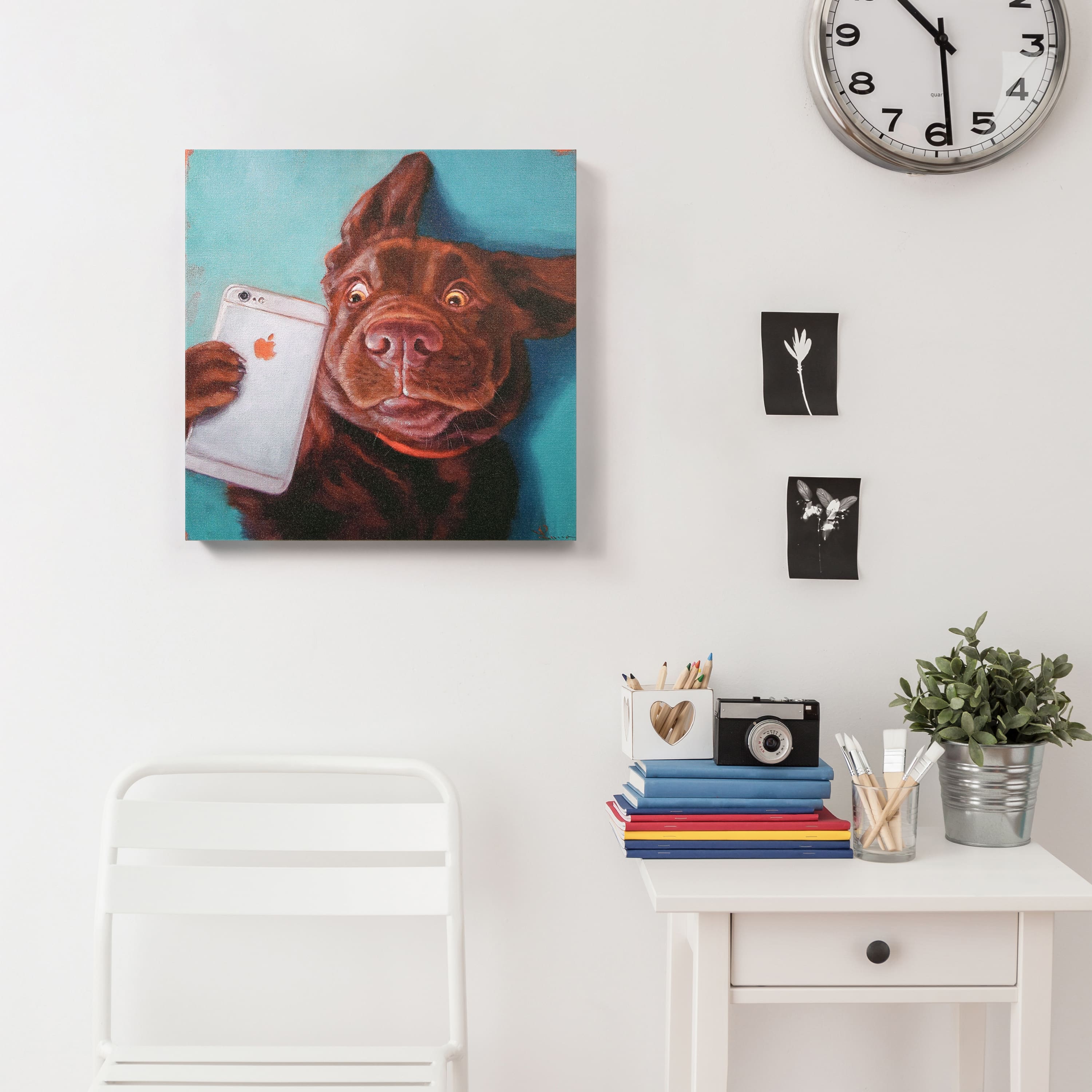 Empire Art Direct 18" x 18" Dog Selfie Canvas Wall Art