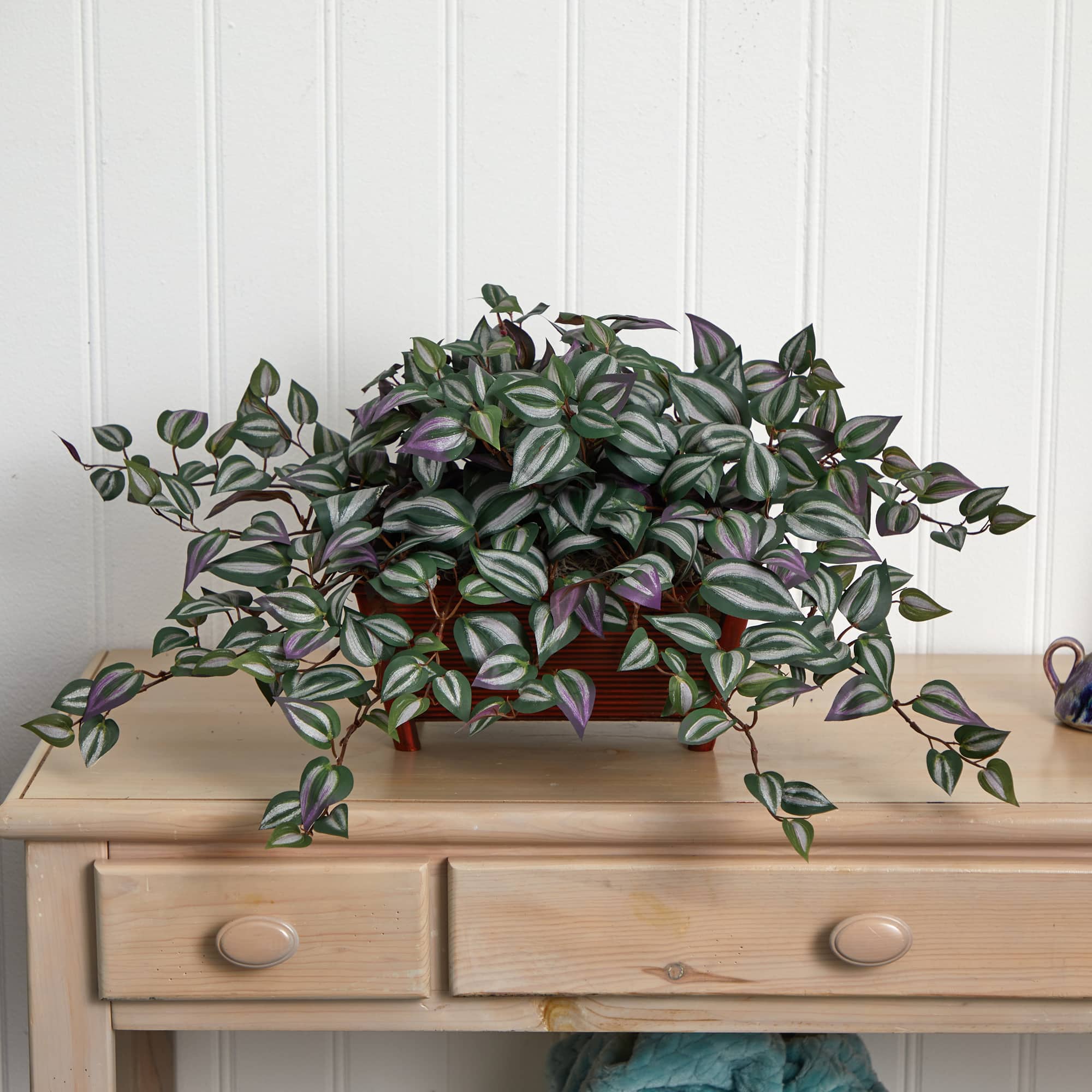 14" Inchplant In Rectangular Decorative Planter