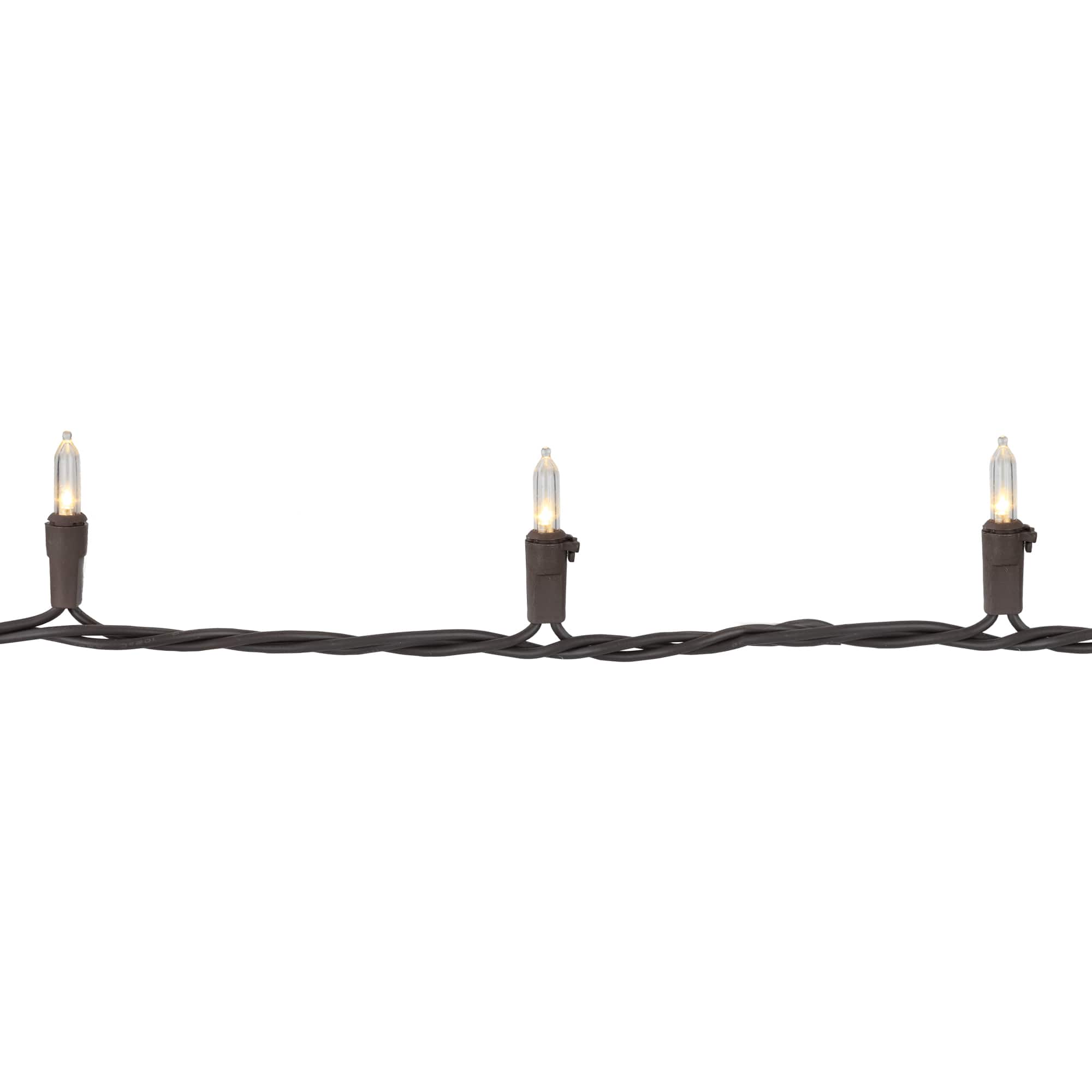 35ct. Warm White LED Mini Christmas Lights Set With Brown Wire