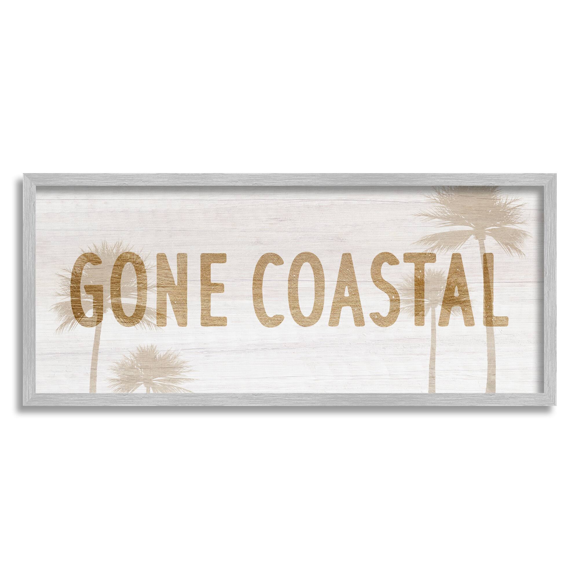 Stupell Industries Gone Coastal Beach Pun Funny Tropical Palm Trees Framed Wall Art