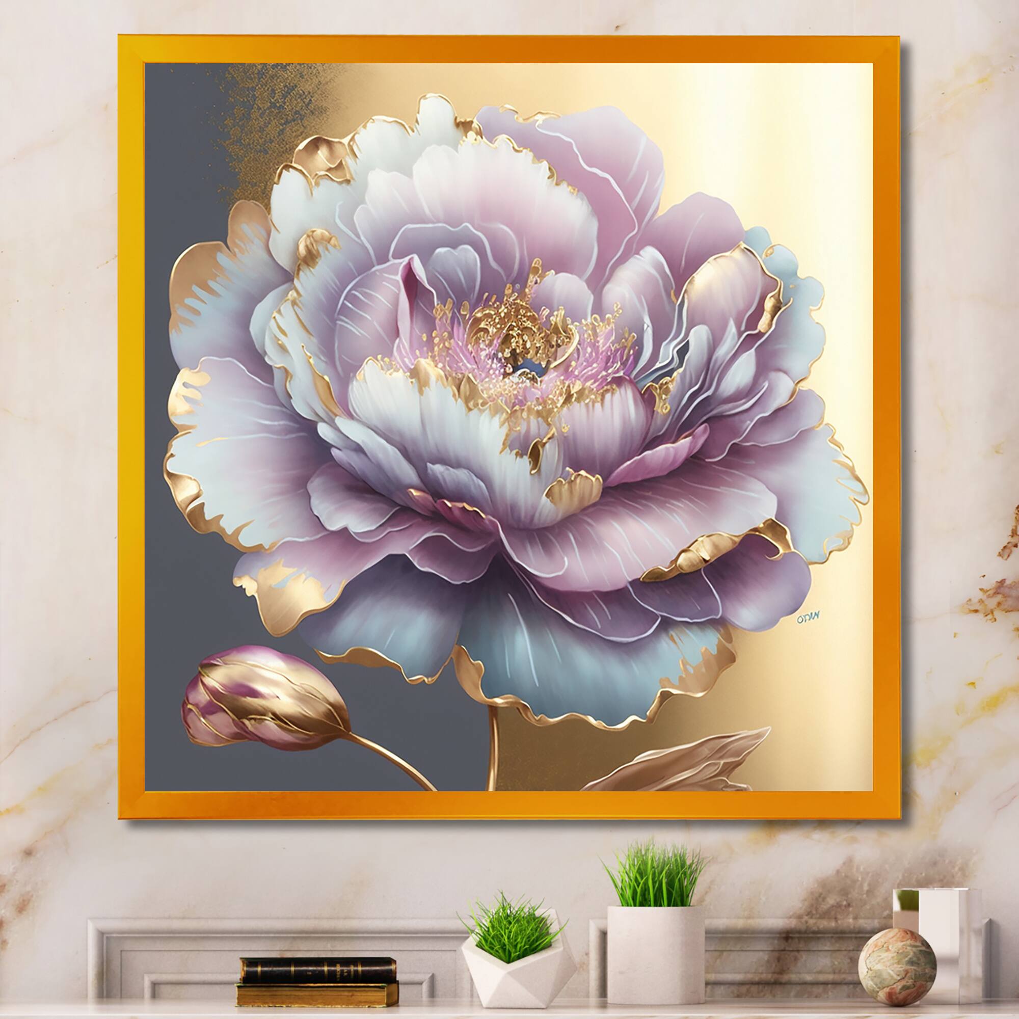 Designart 'Purple Hue Single Flower I' Floral & Botanical Framed Canvas Wall Art