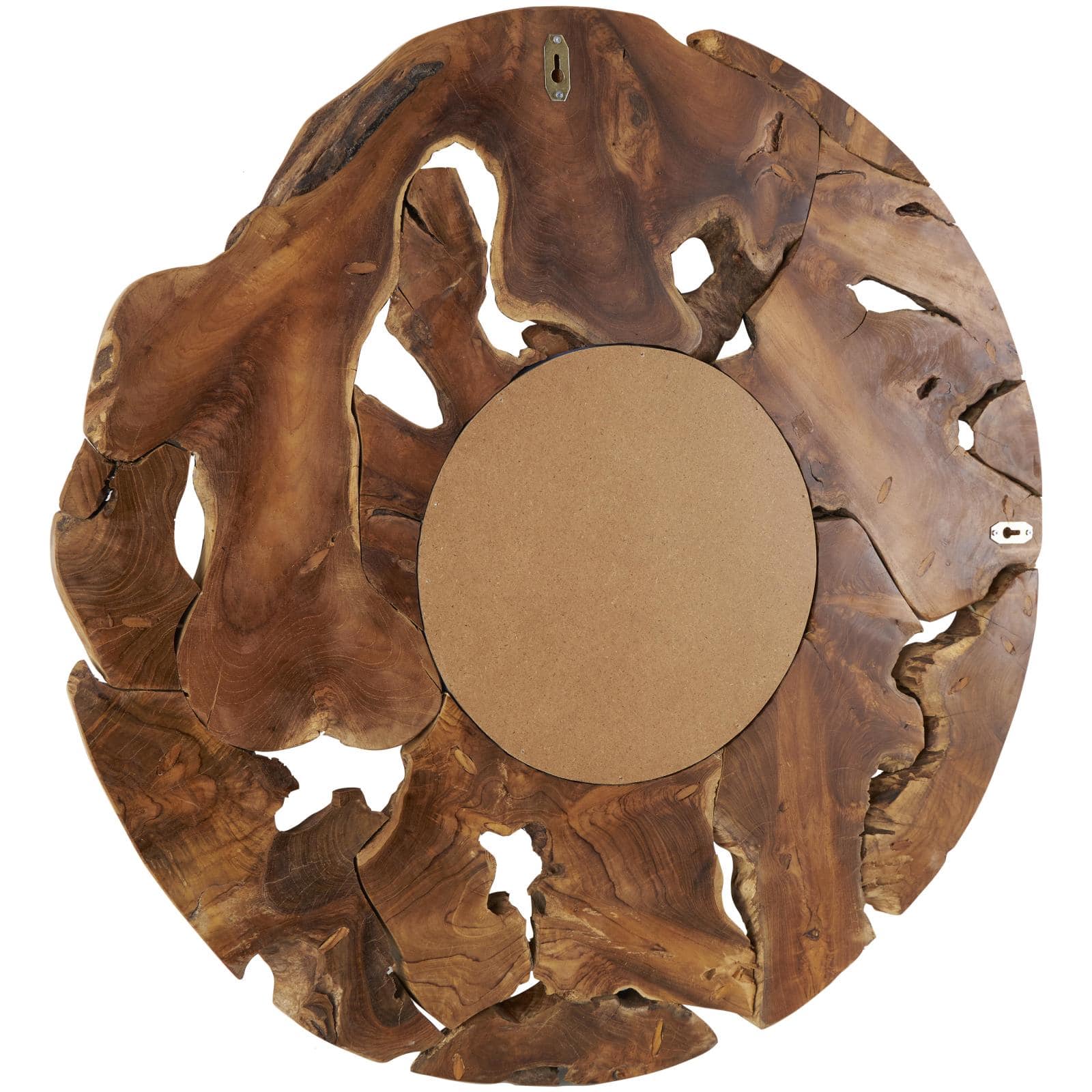Ivory and Iris 32" Brown Teak Wood Live Edge Wall Mirror