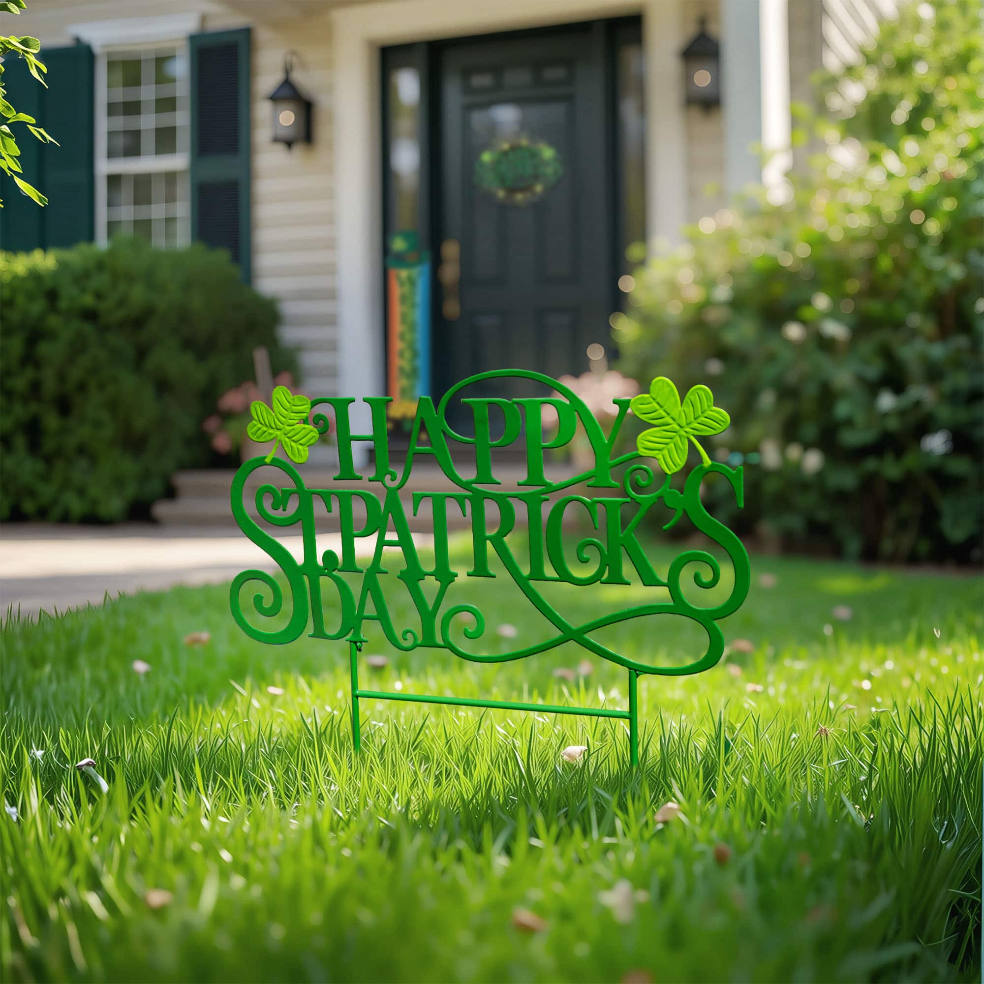 Glitzhome® 23.25" Metal Happy St. Patrick's Day Yard Stake