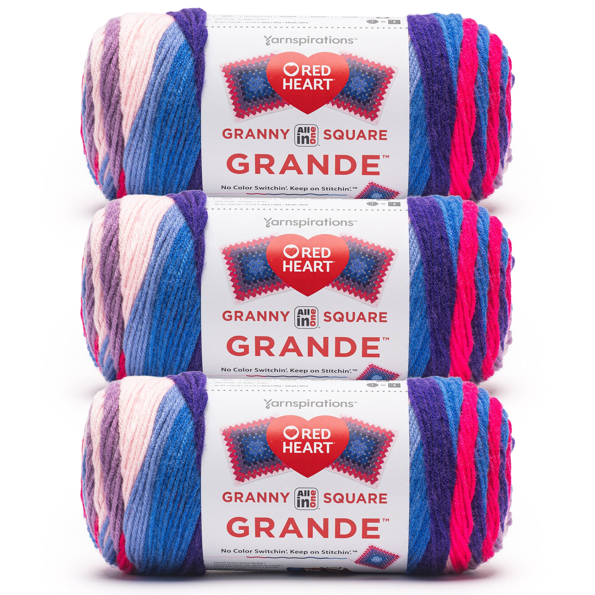 3 Pack Red Heart® All in One™ Granny Square Grande™ Yarn
