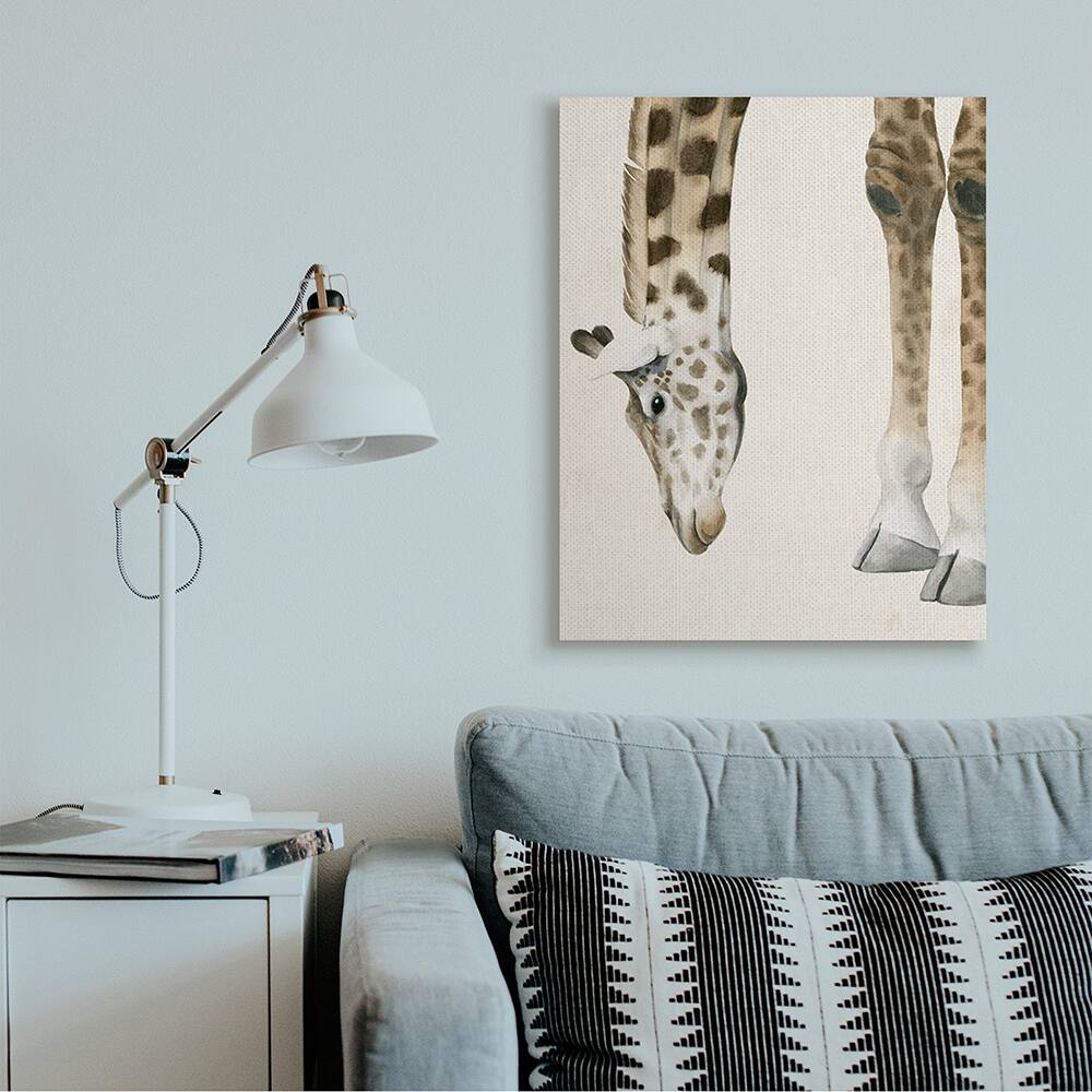 Stupell Industries Giraffe Grazing Safari Animal Hoof Detail Canvas Wall Art
