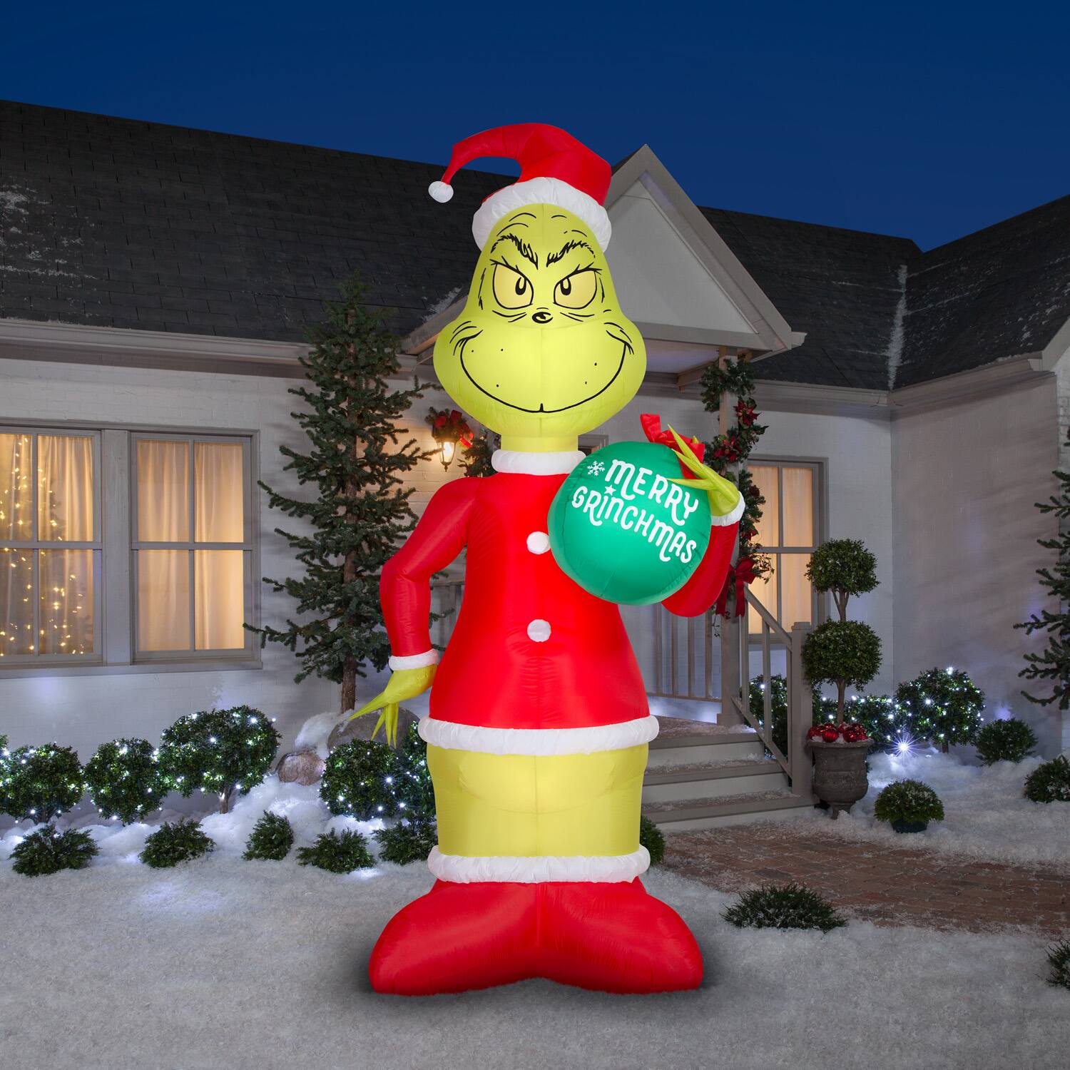 11ft. Airblown® Inflatable Dr. Seuss™ The Grinch™ with Ornament Christmas Light Scene