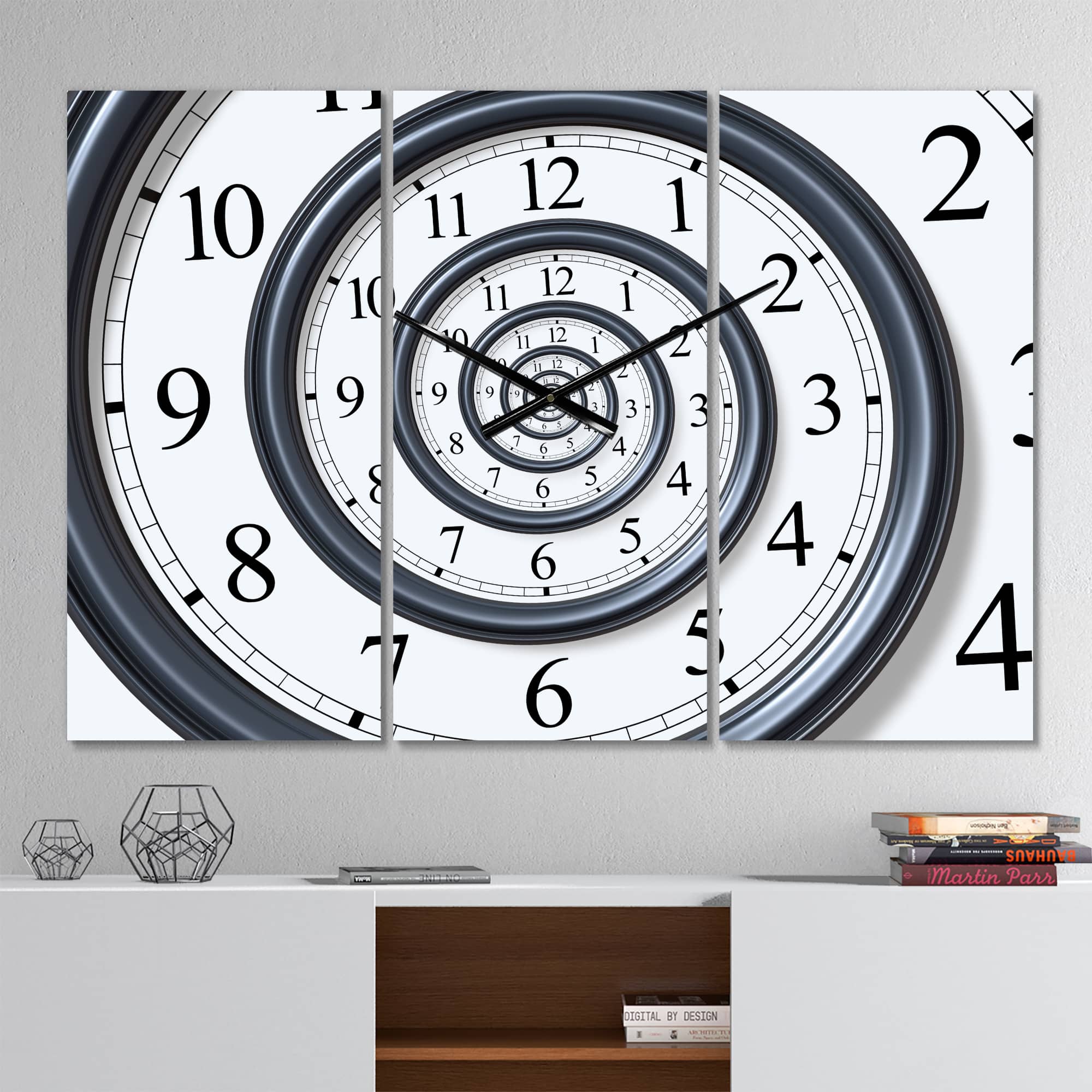 Designart 'Time Spiral Analog Wall Modern Multipanel Wall Clock