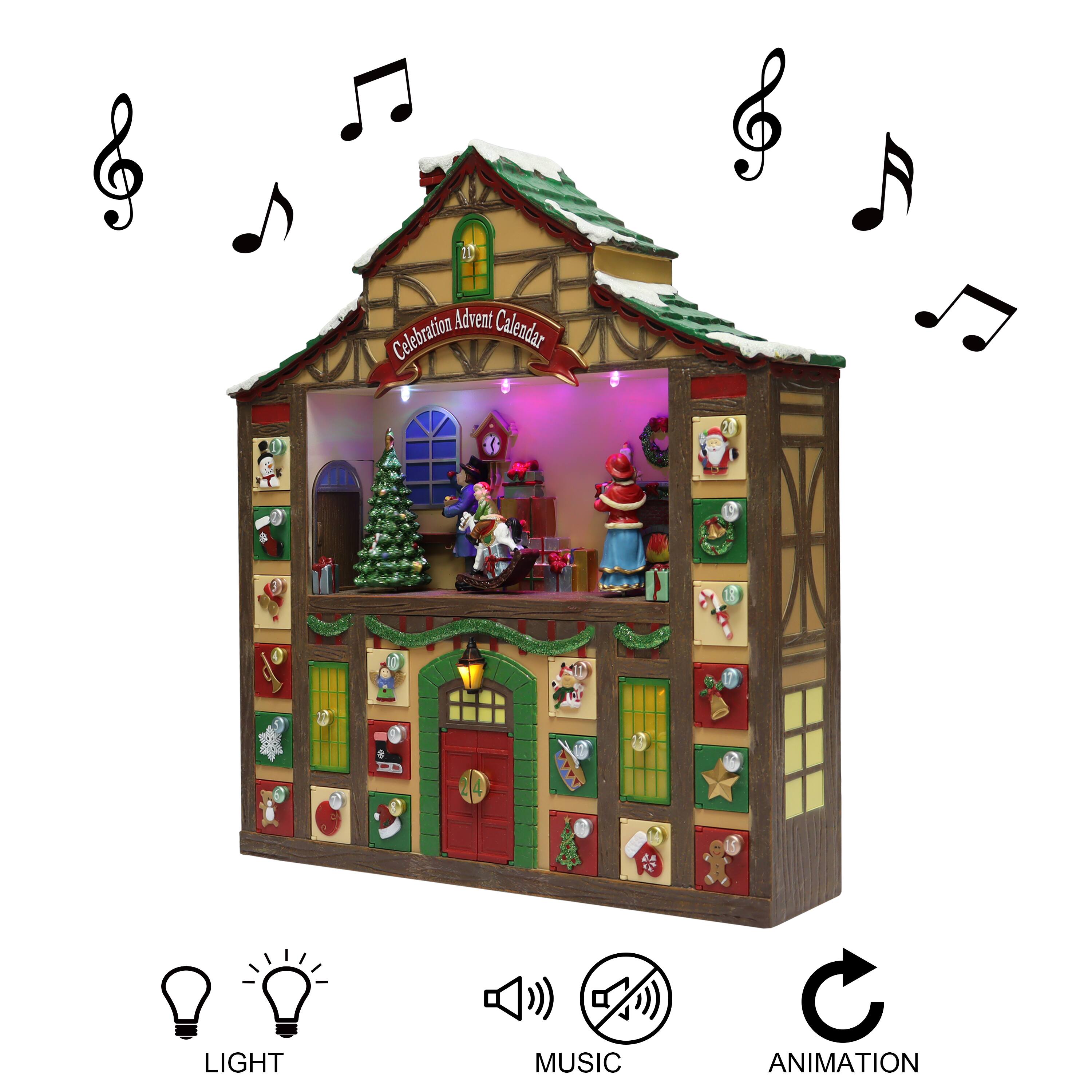 Moments in Time 16.3" Animated Advent Calendar Décor 