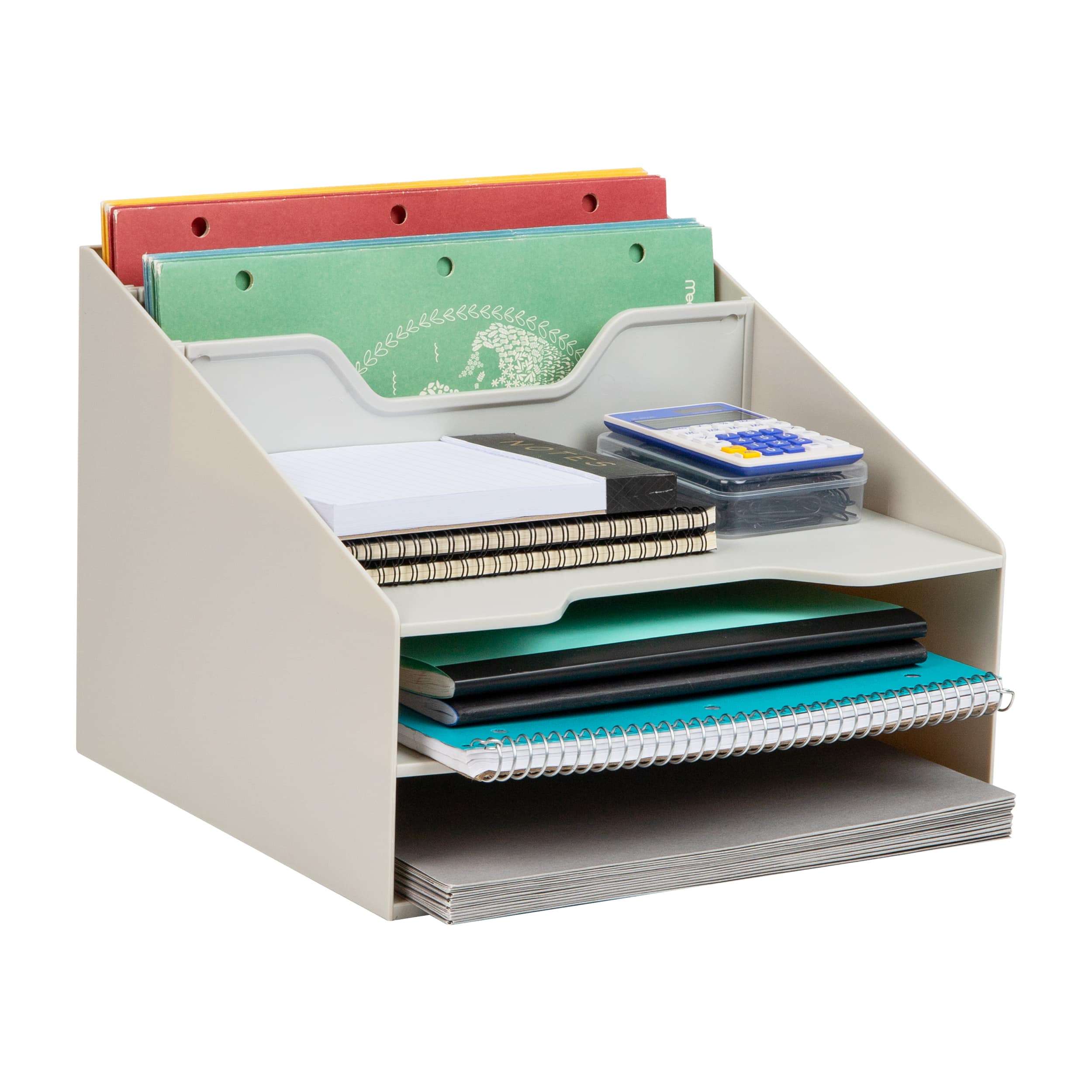 Mind Reader Desktop Organizer, Vertical File Holder, Paper Trays, Office, Plastic, Beige