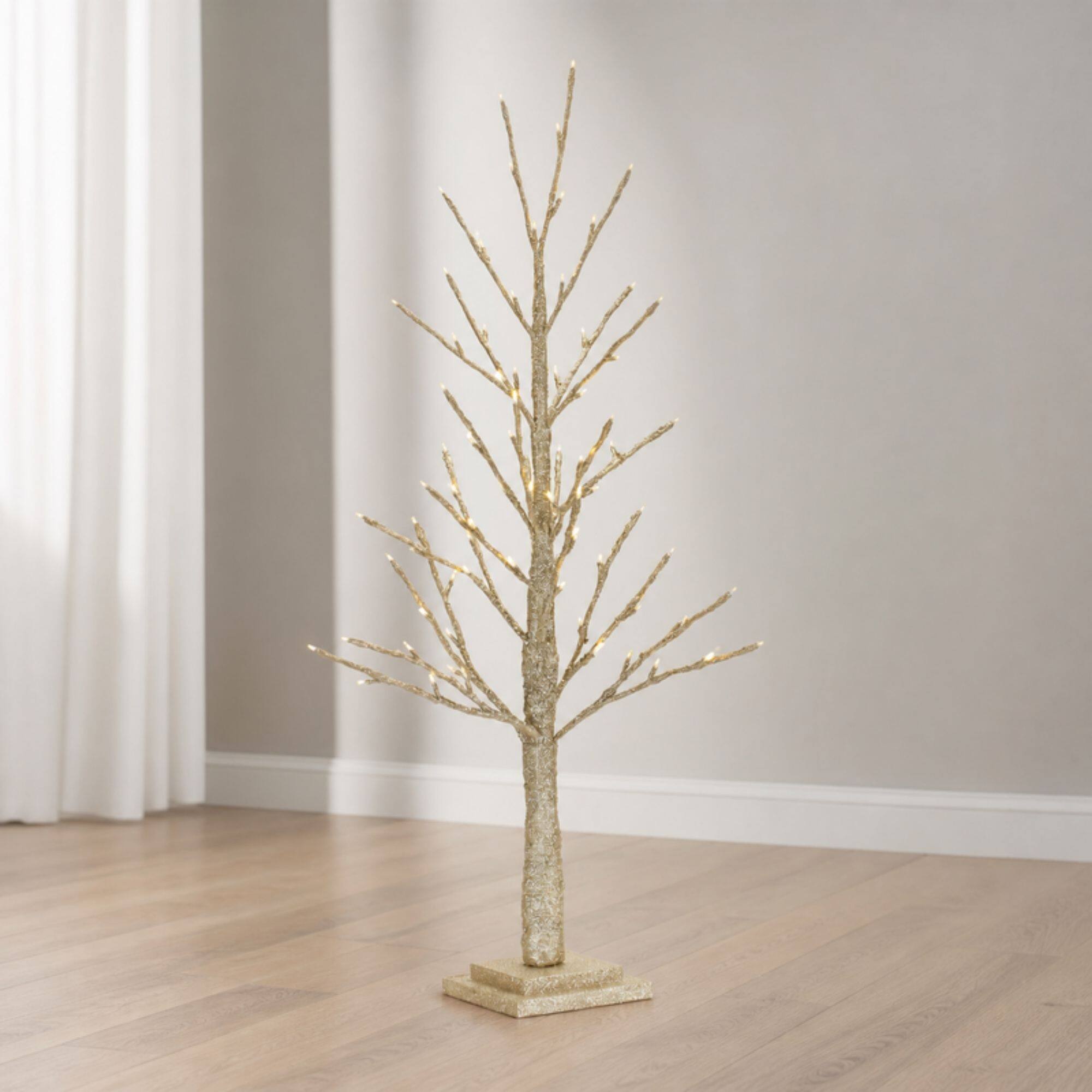 3ft. Pre-Lit Gold Twig Artificial Christmas Tree, Warm White LED Lights