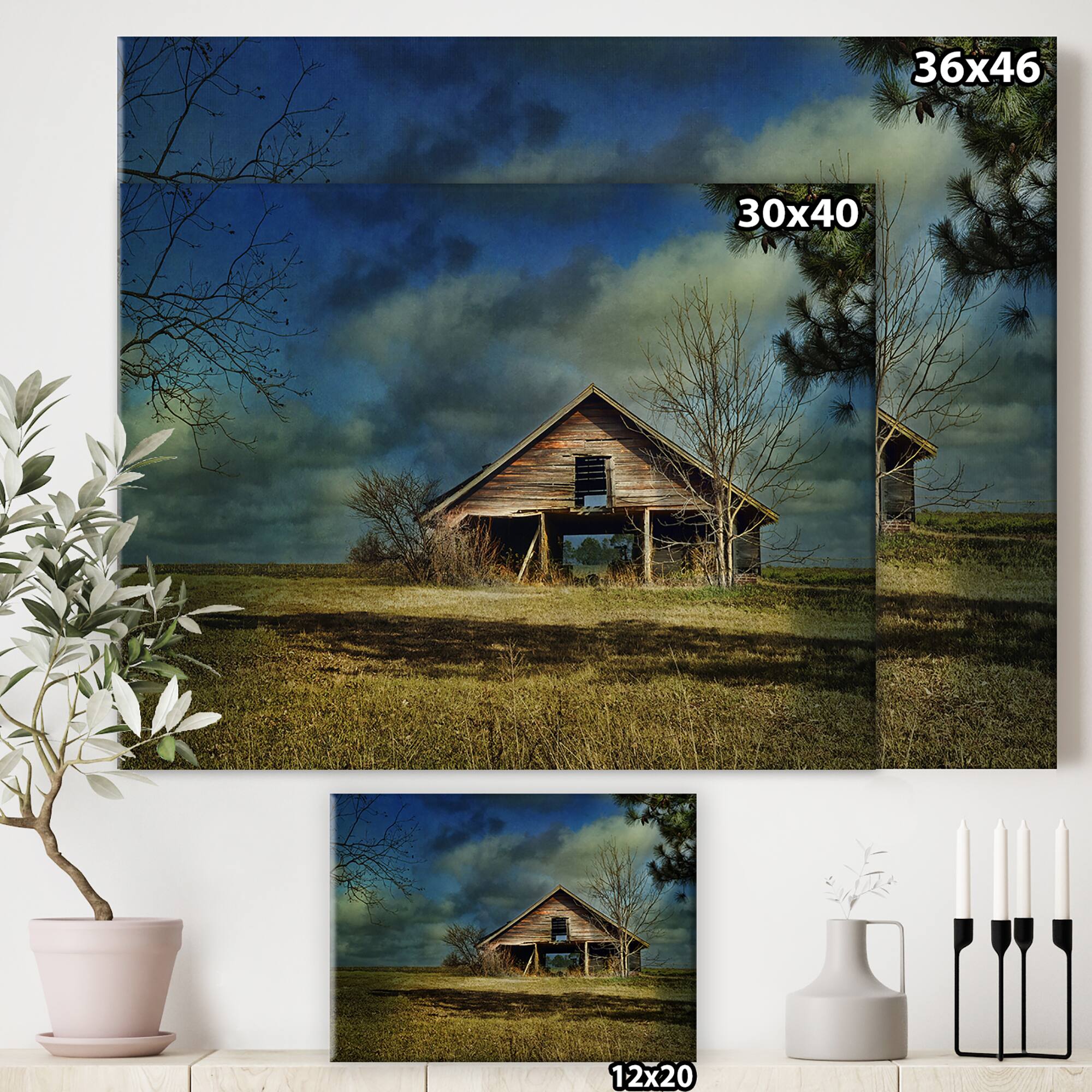 Designart - Storm Barn II - Farmhouse Premium Canvas Wall Art