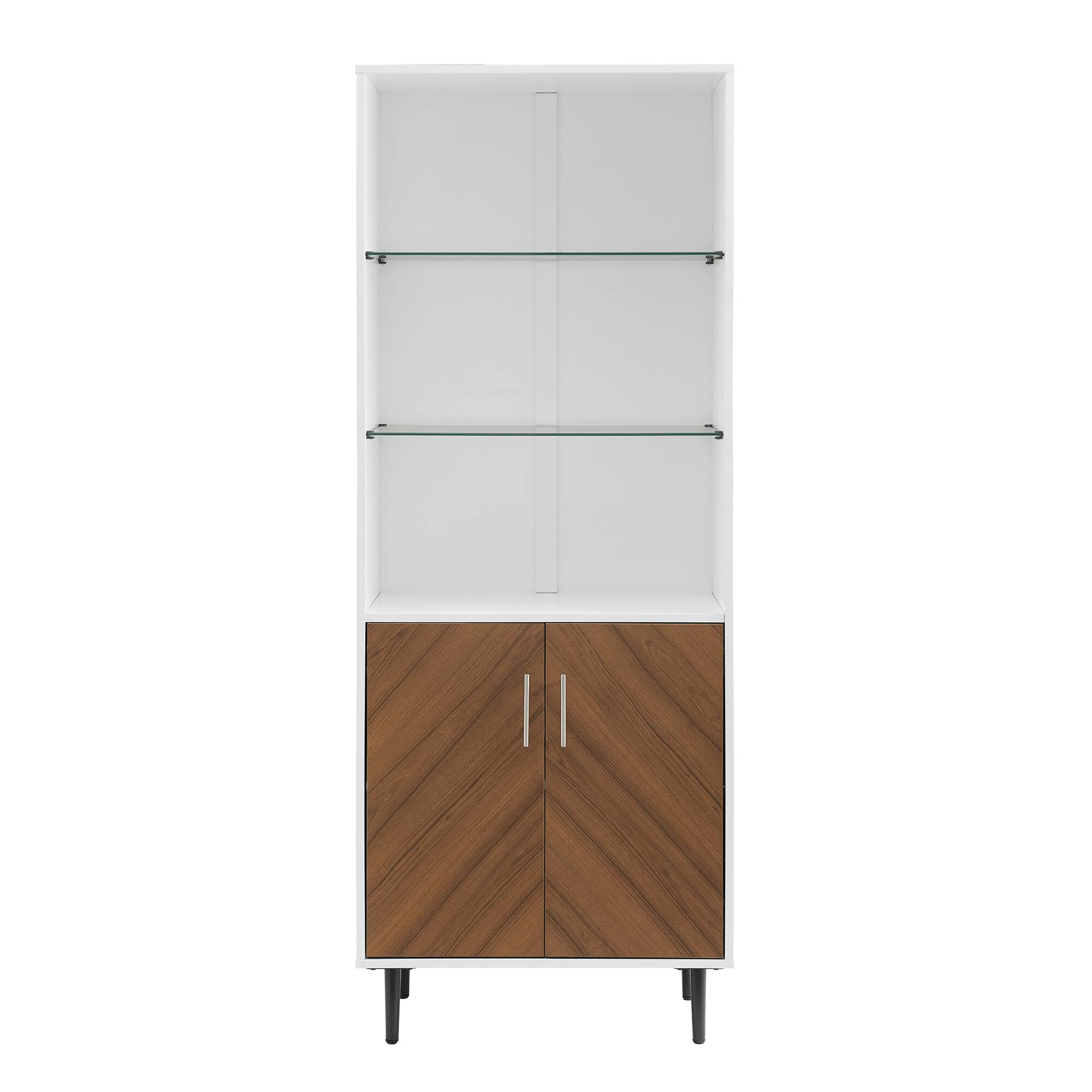 Walker Edison 68" Solid White Hutch with Bookmatch Doors