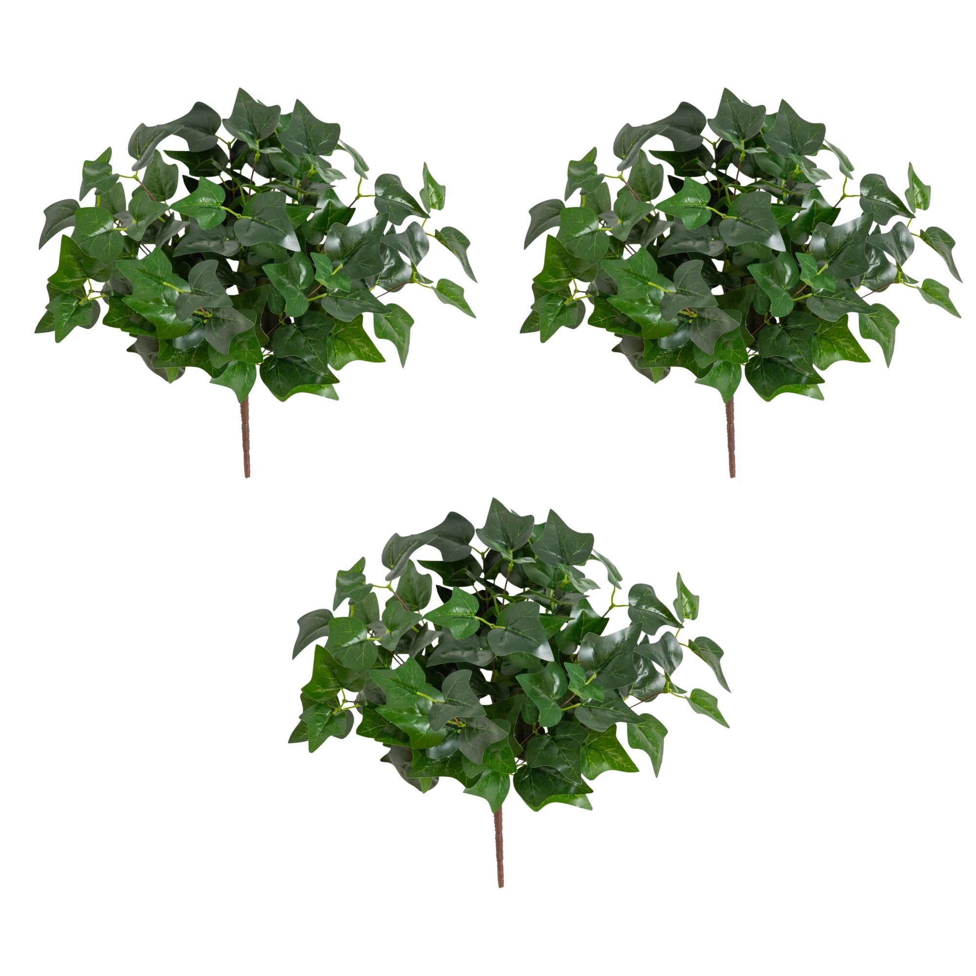 19" UV Resistant Artificial Puff Ivy Bush (Indoor/Outdoor) - Set of 3