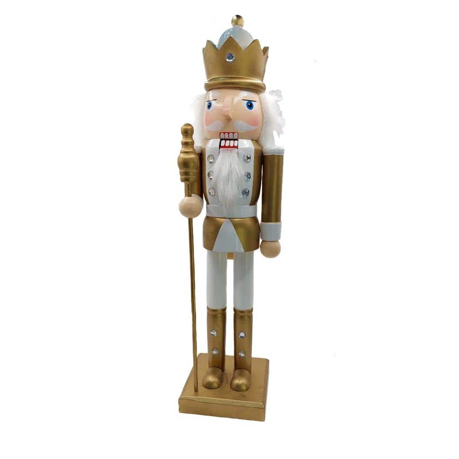Wizardi 15" Classic Wooden Christmas Staffbearer Nutcracker Festive Decoration