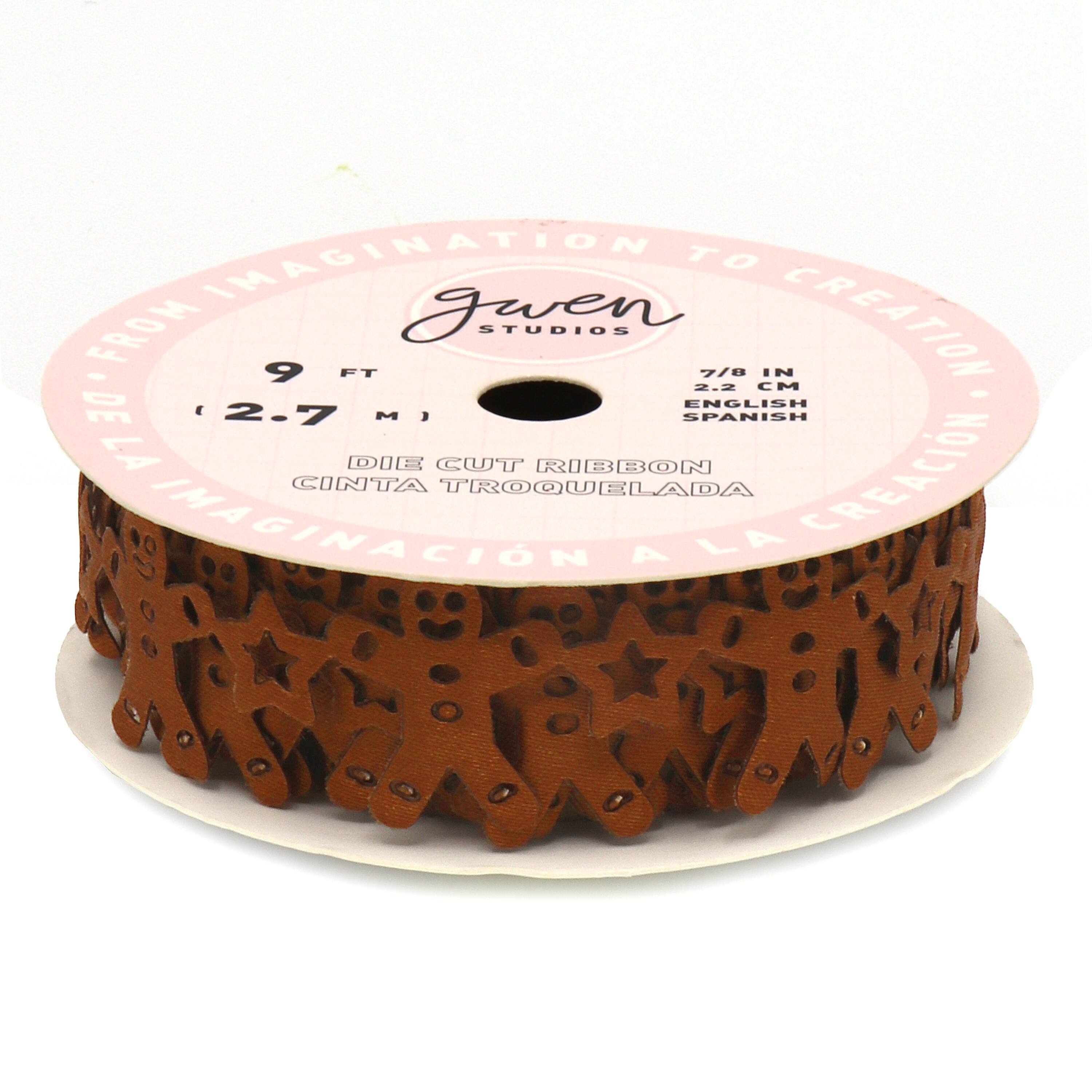 Gwen Studios 7/8" x 3yd. Die Cut Gingerbread Man Christmas Ribbon