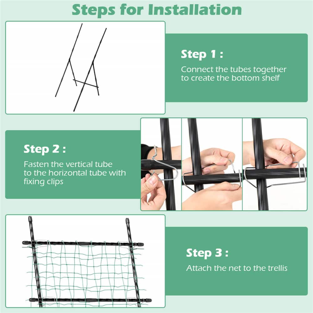 Costway 75" Garden Trellis for Plant Climbing with PE-Coated Frame & Trellis Net