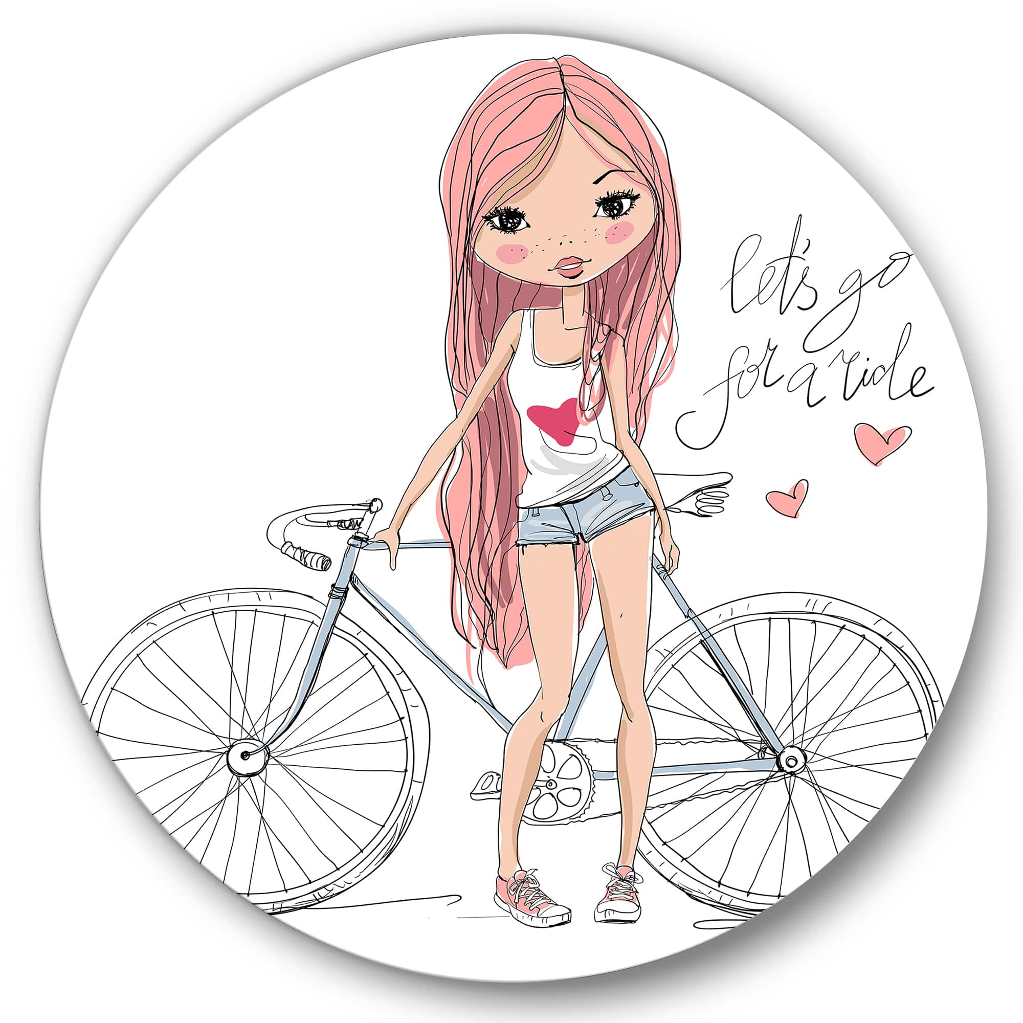 Designart - Young Girl With Bicycle