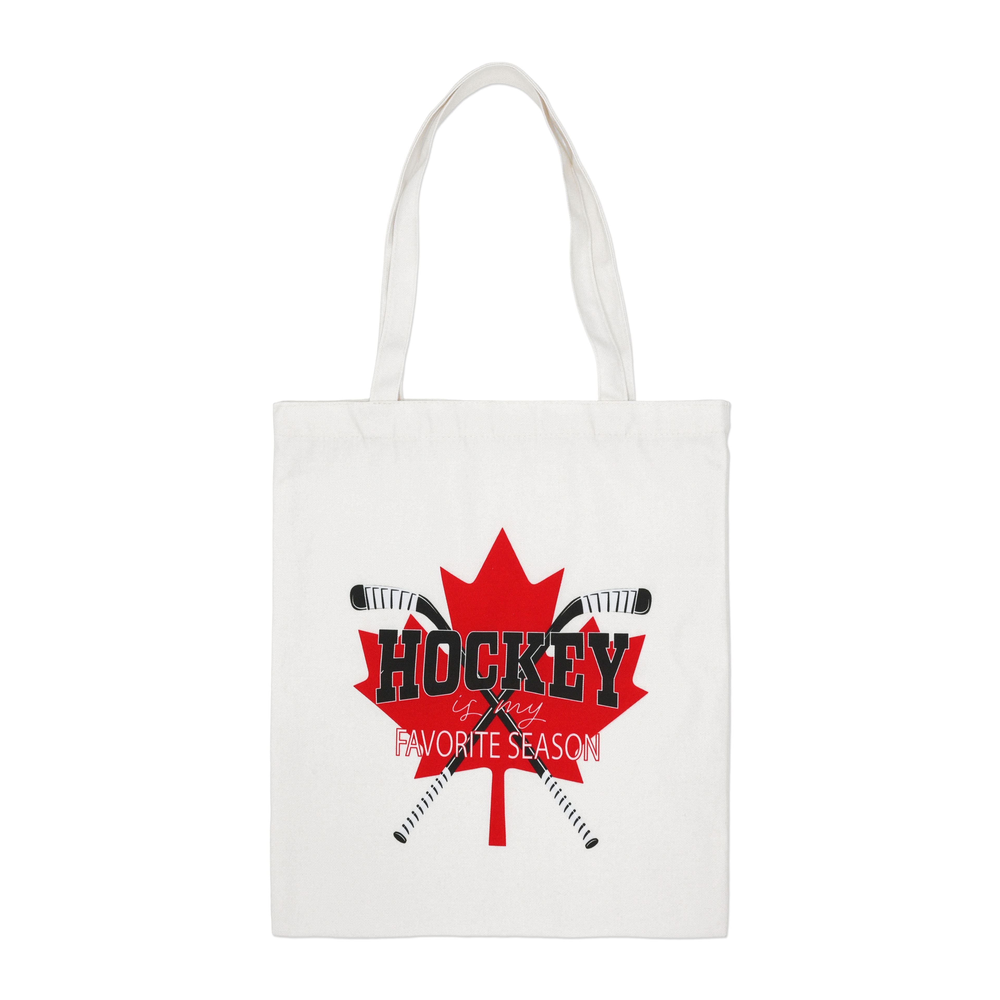 15" Red Maple Leaf Hockey Tote Bag by Fab Finds