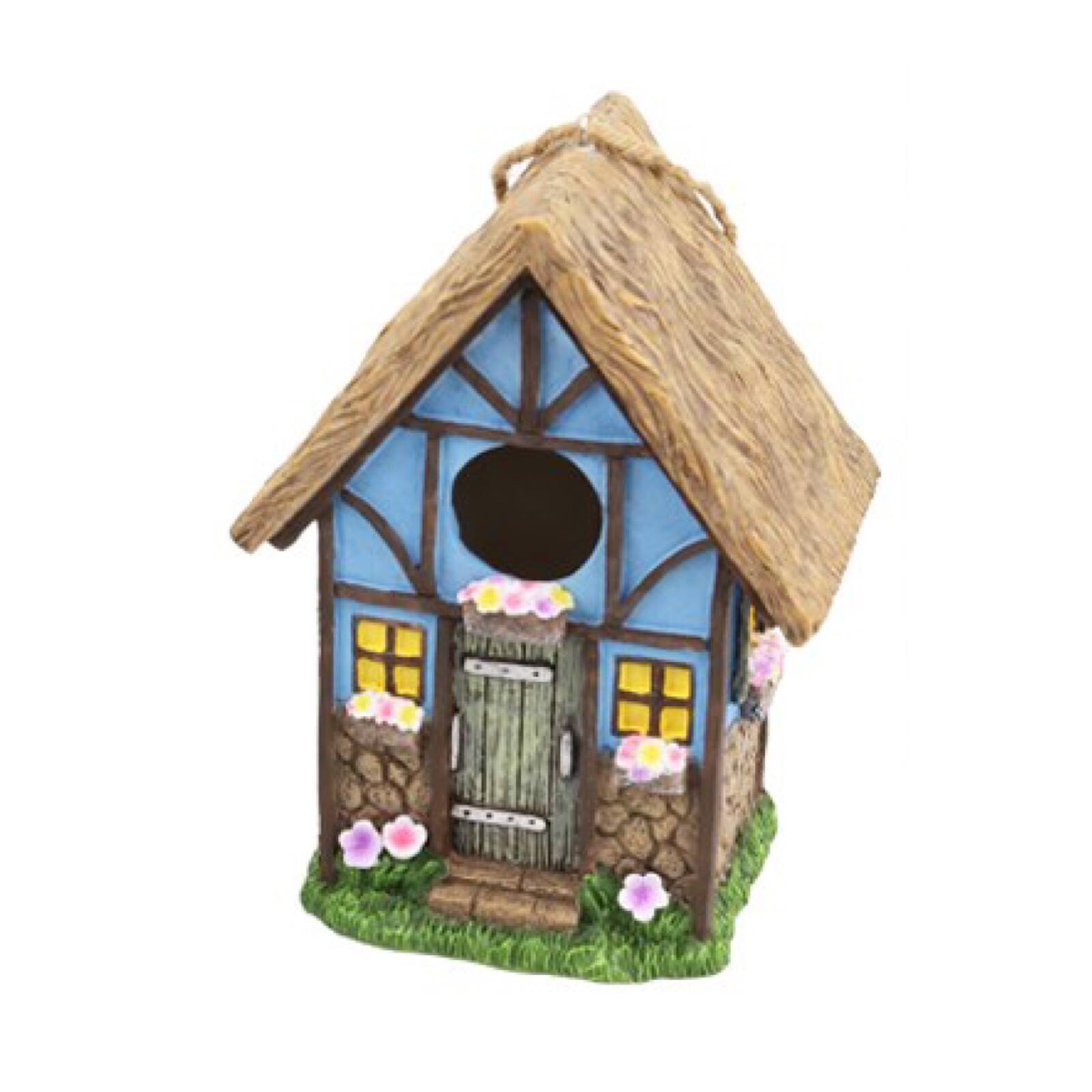Santa's Workshop 8" Blue Cottage Bird House